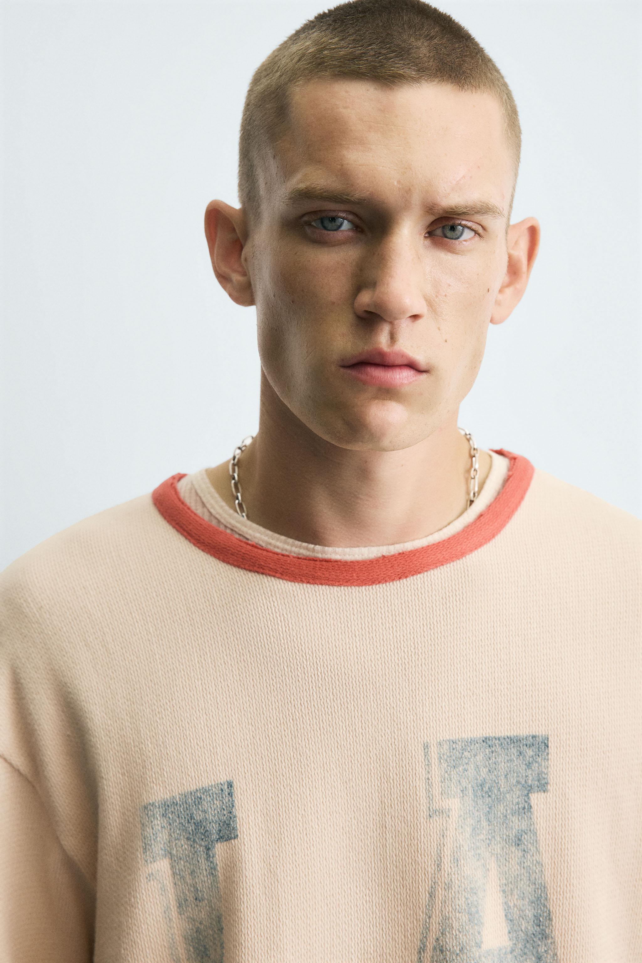 WASHED PRINT KNIT T-SHIRT