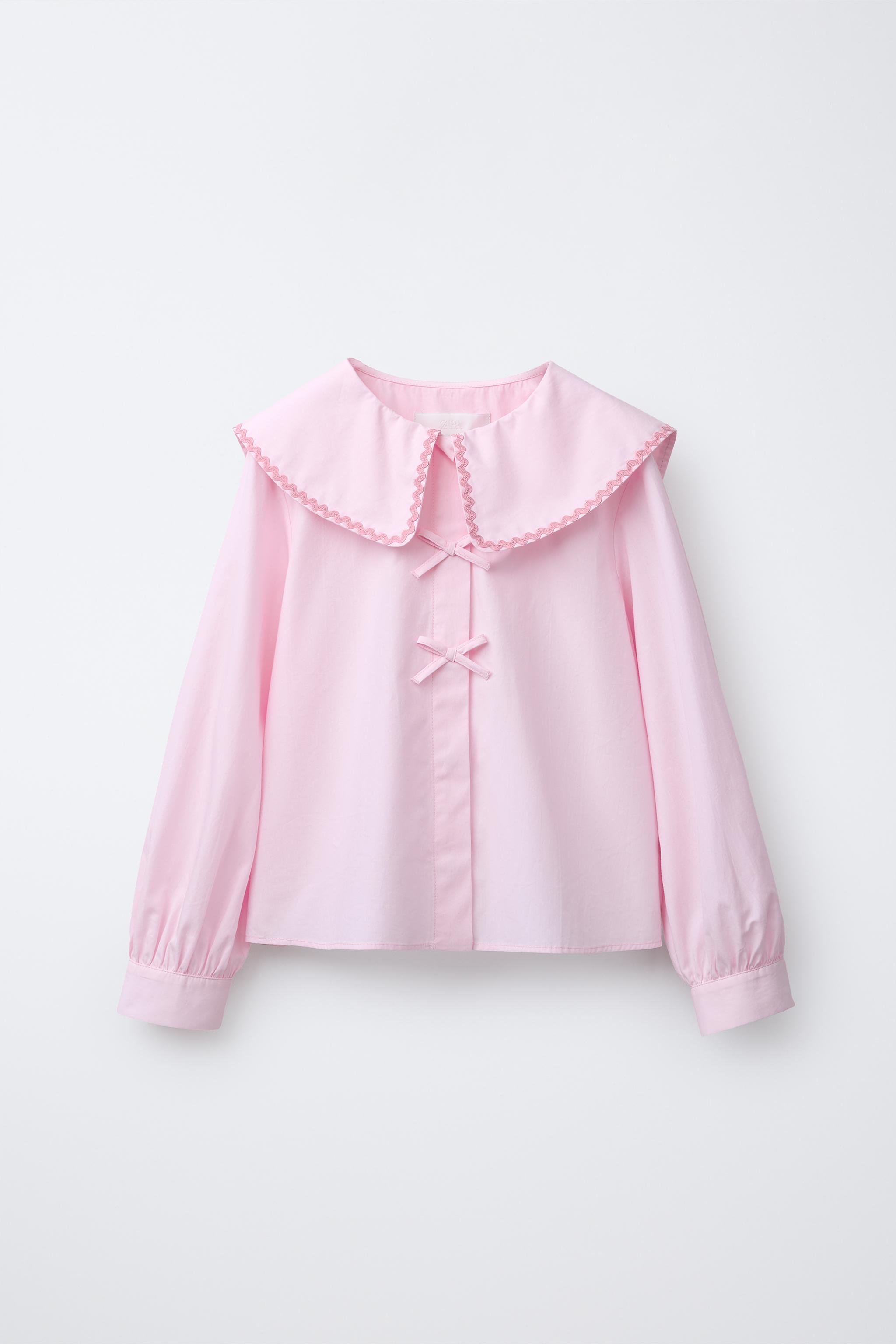 PICOT TRIM PETER PAN COLLAR SHIRT