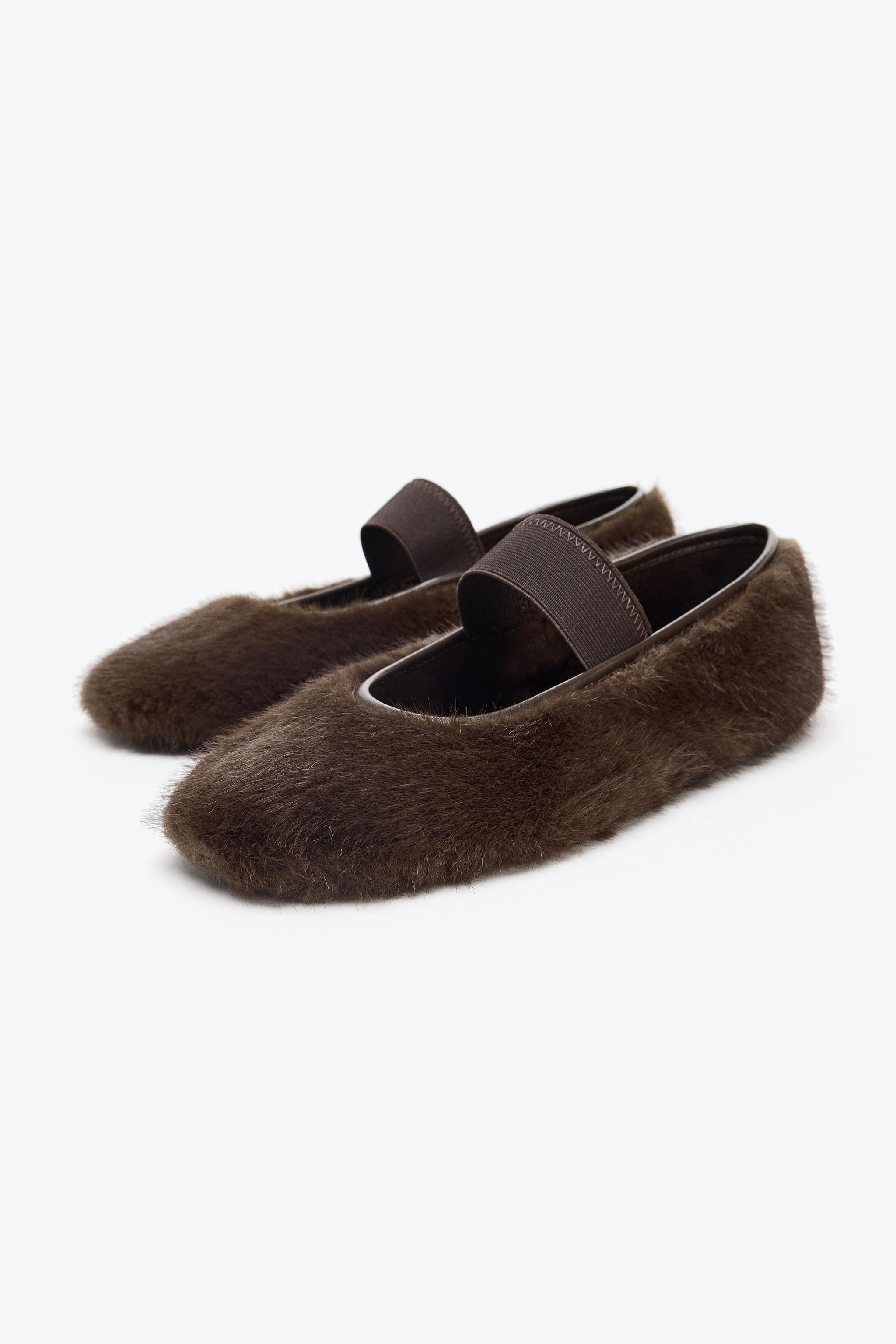 FAUX FUR BALLET FLATS