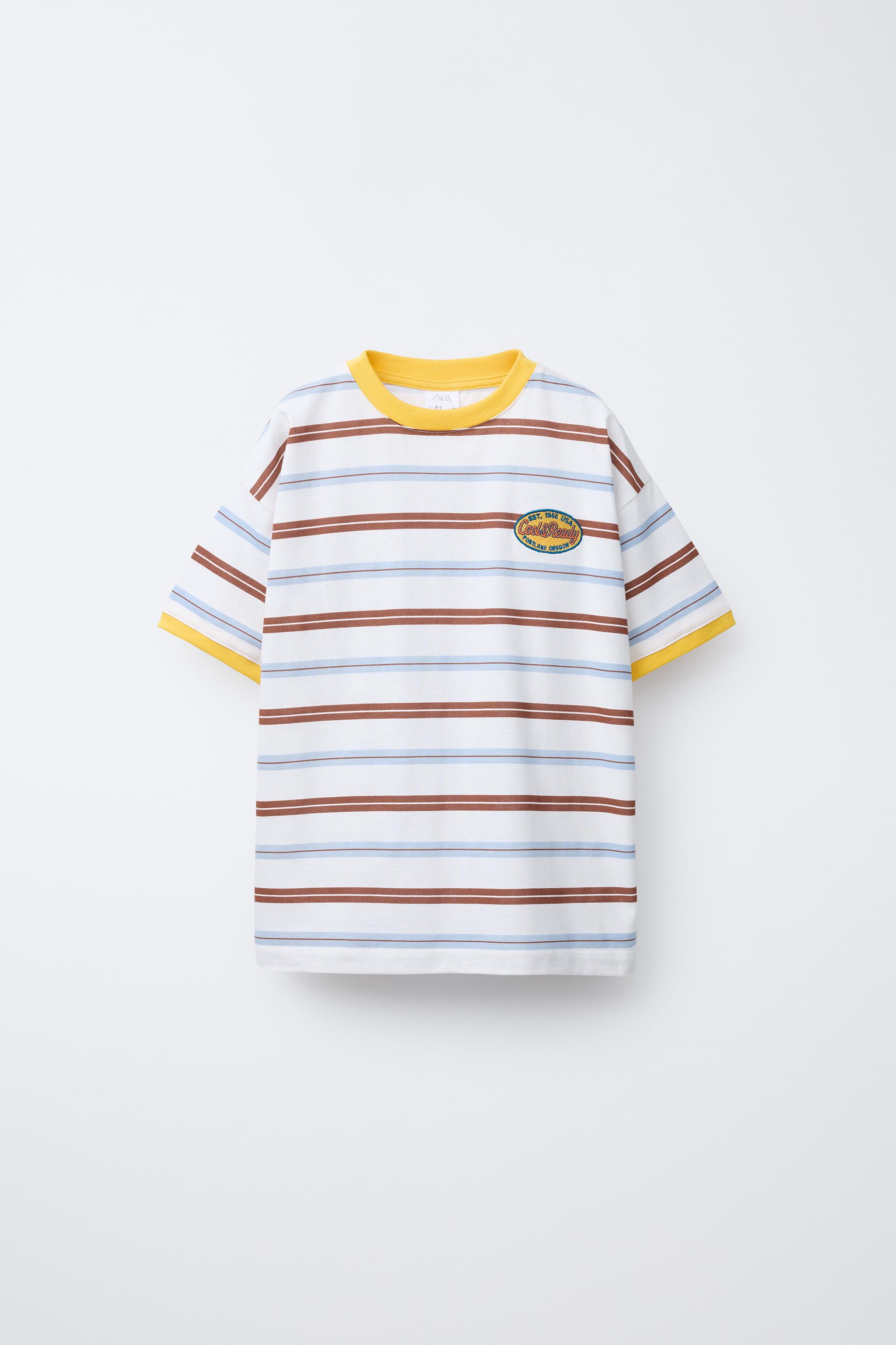 STRIPED AND EMBROIDERED T-SHIRT