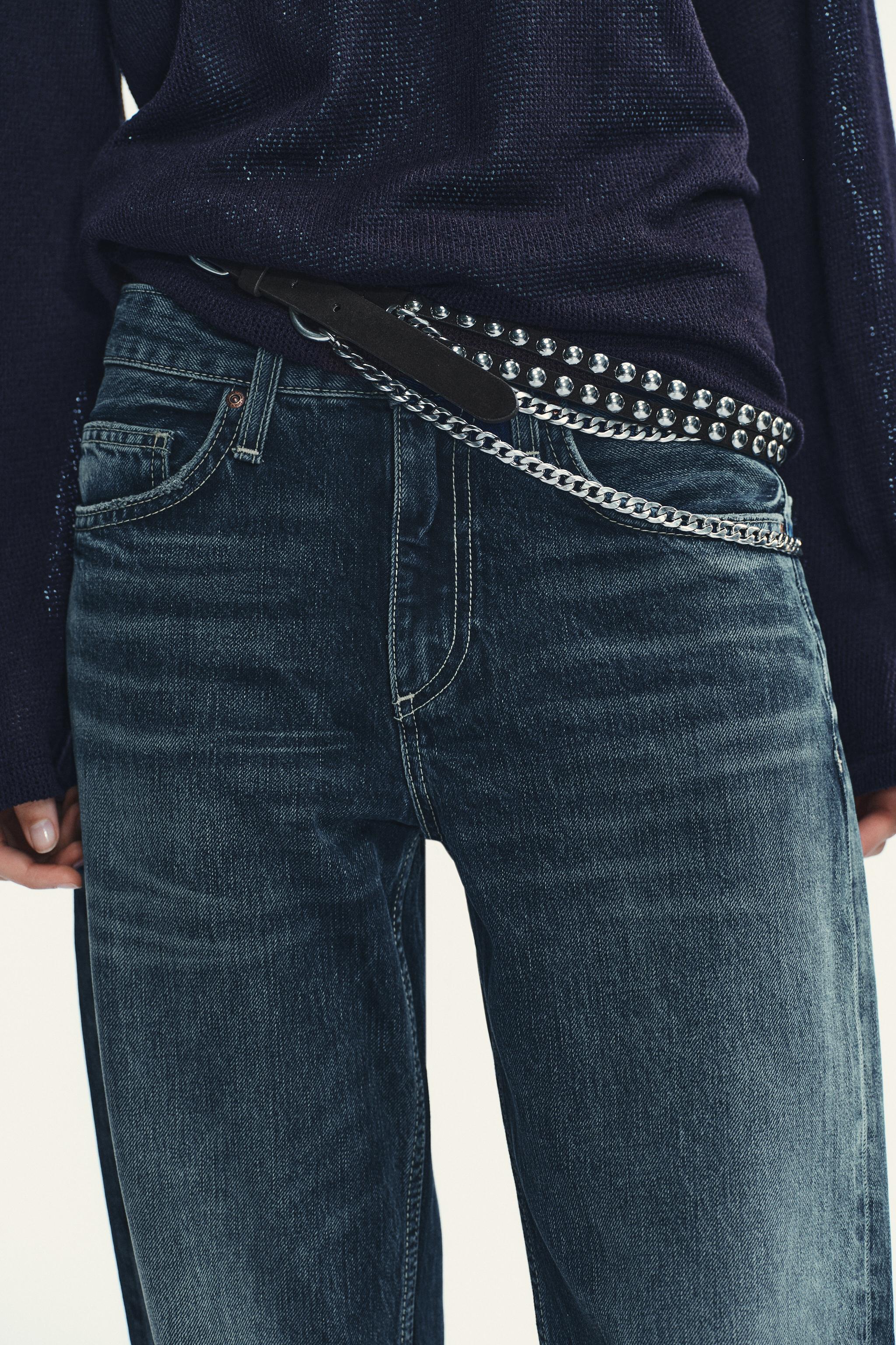 CHAIN DETAIL LEATHER BELT