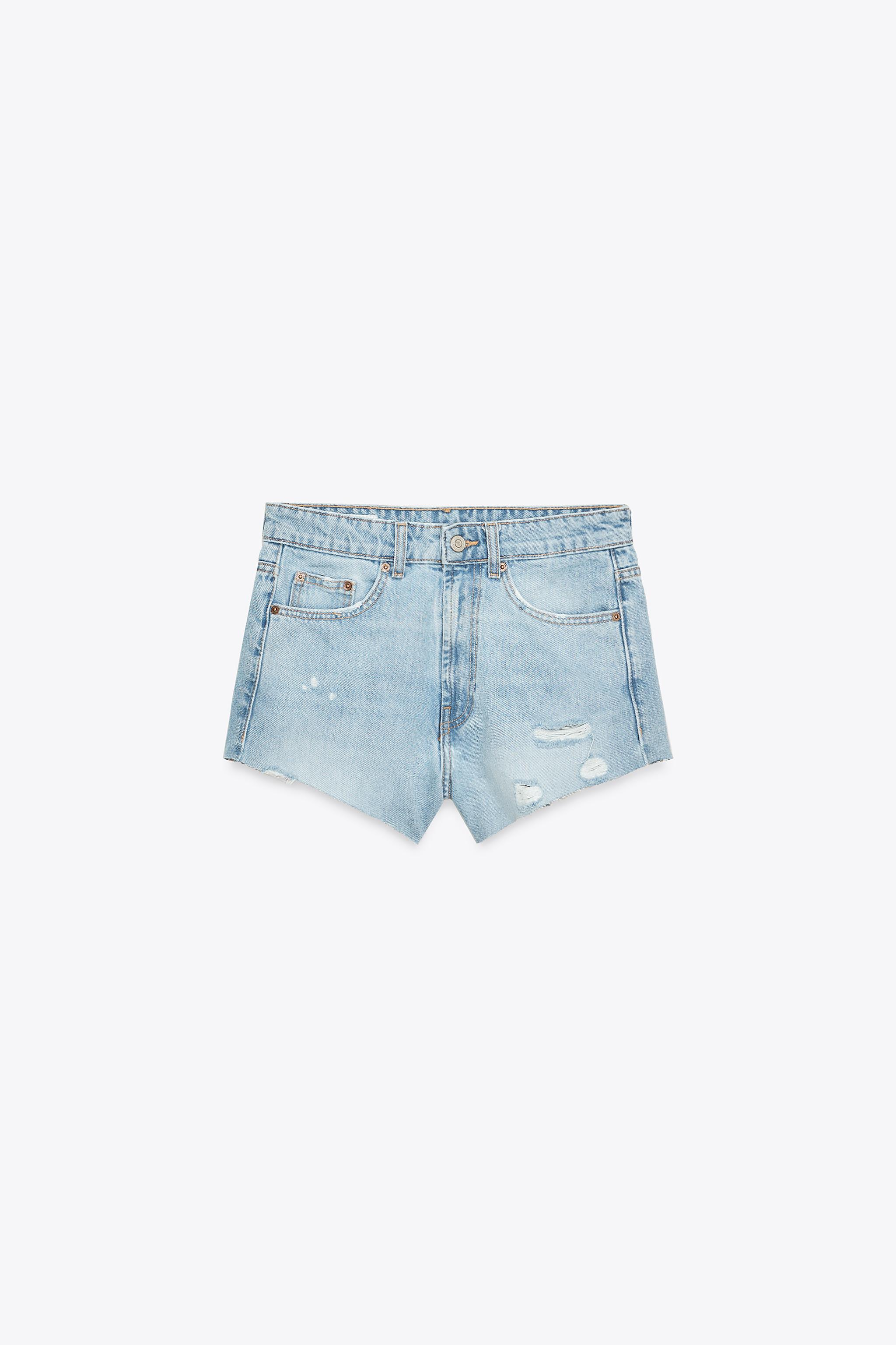 TRF RIPPED MID-RISE MINI DENIM SHORTS