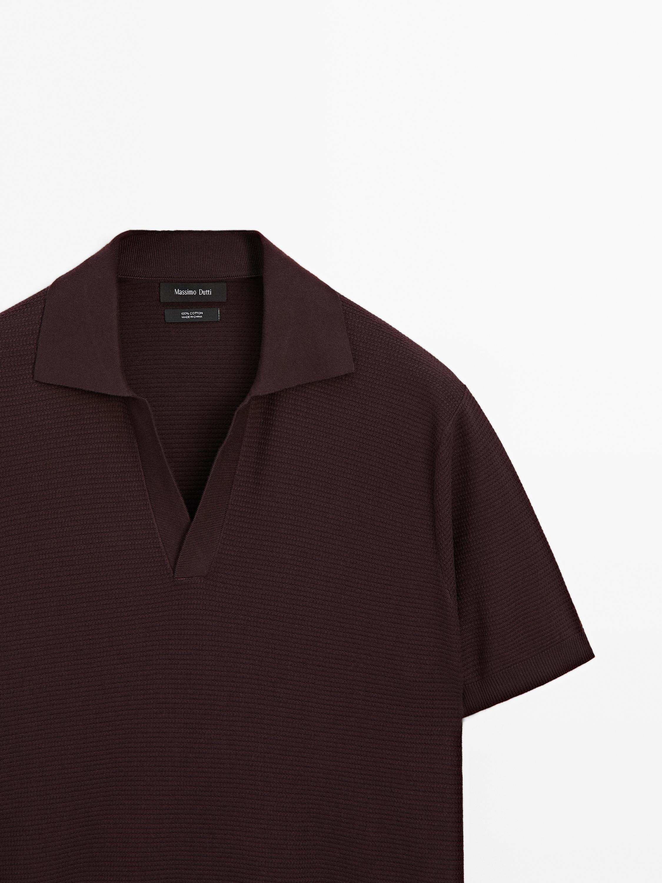 Knit V-neck polo shirt