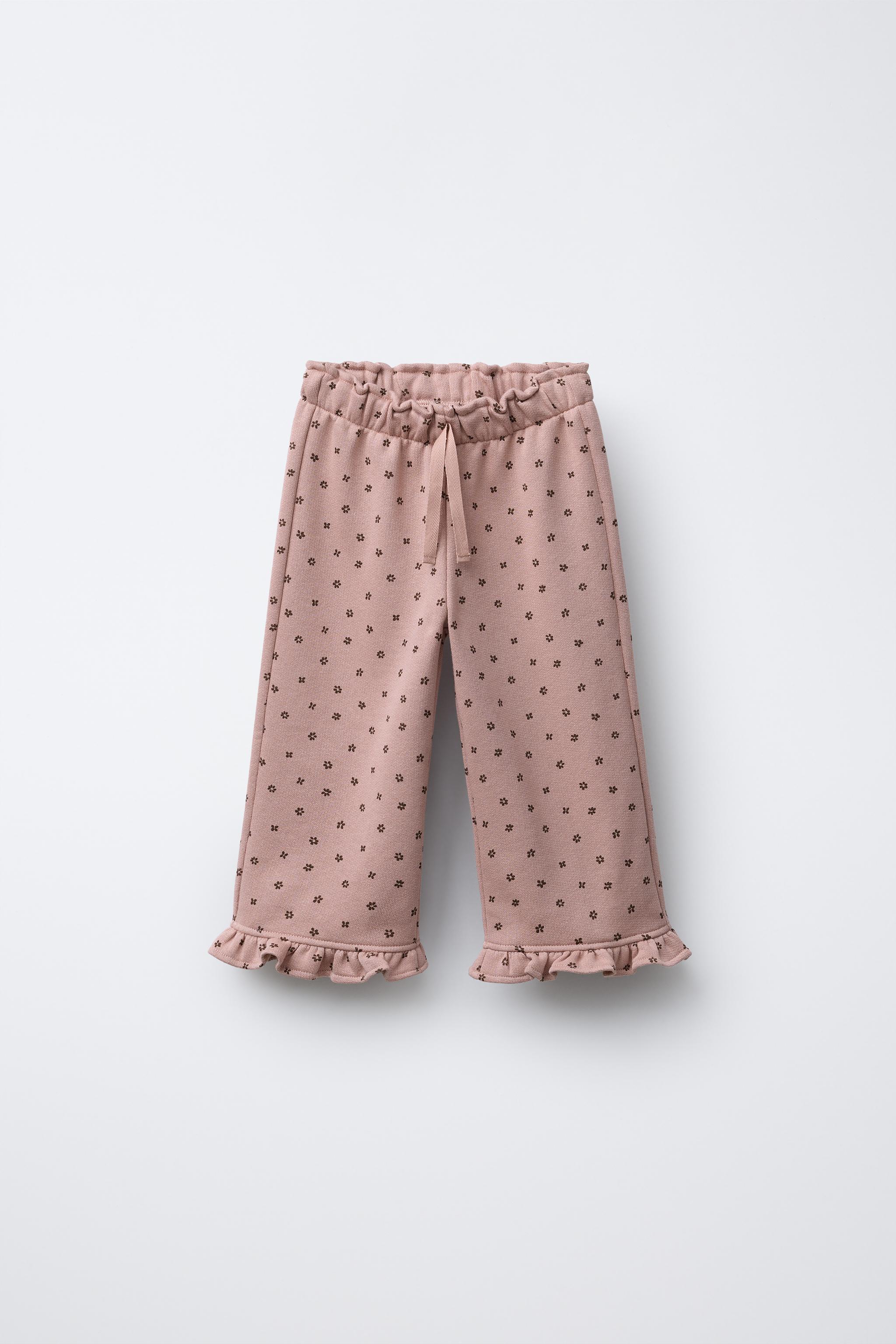 PRINTED PLUSH RUFFLE PANTS