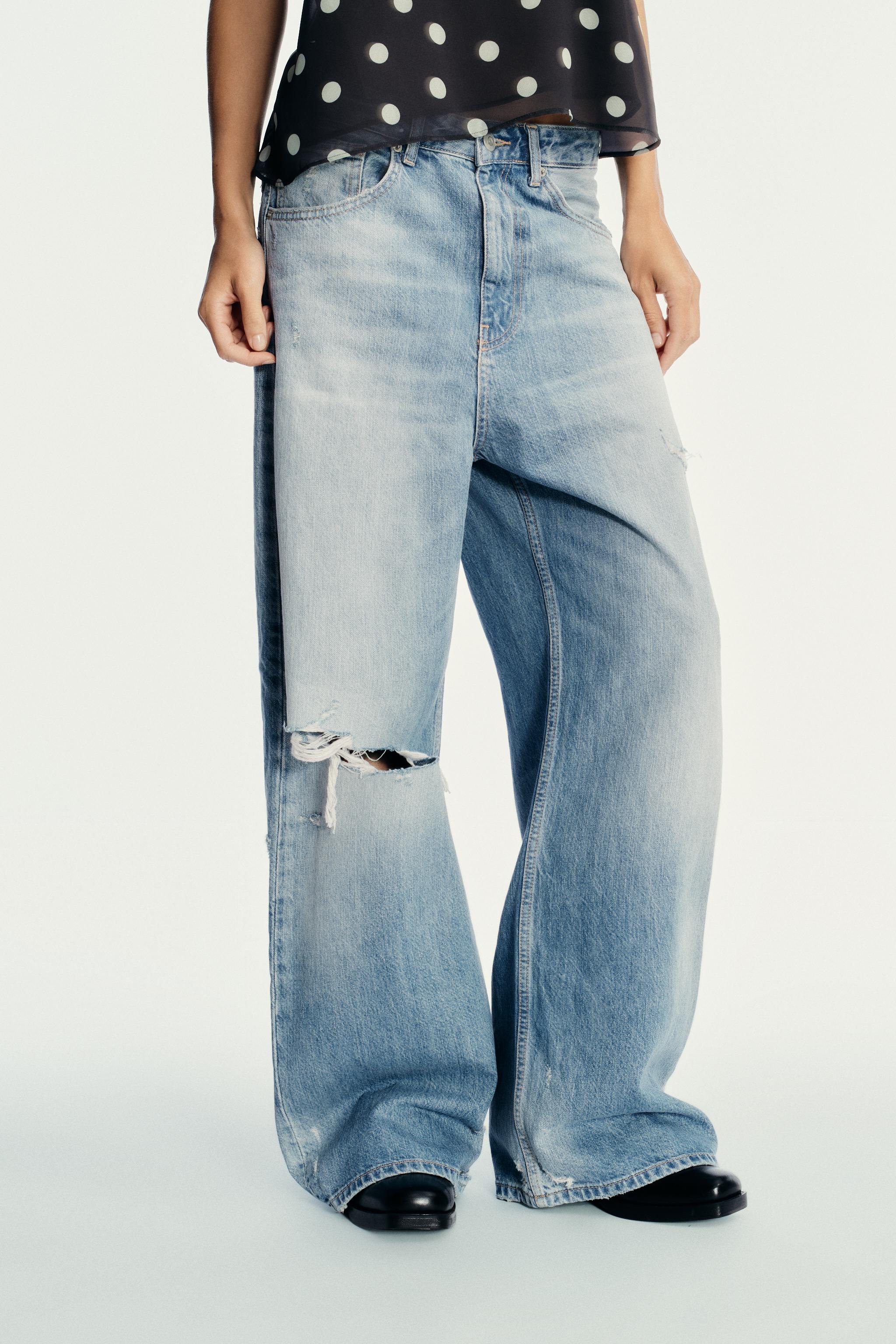 TRF MID-RISE RIPPED BAGGY JEANS