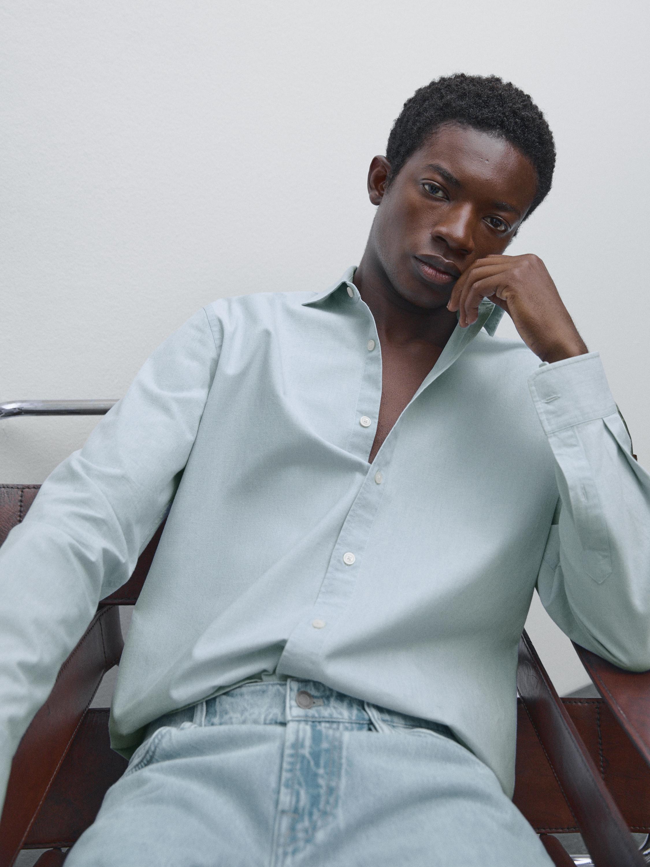 Denim slim-fit shirt