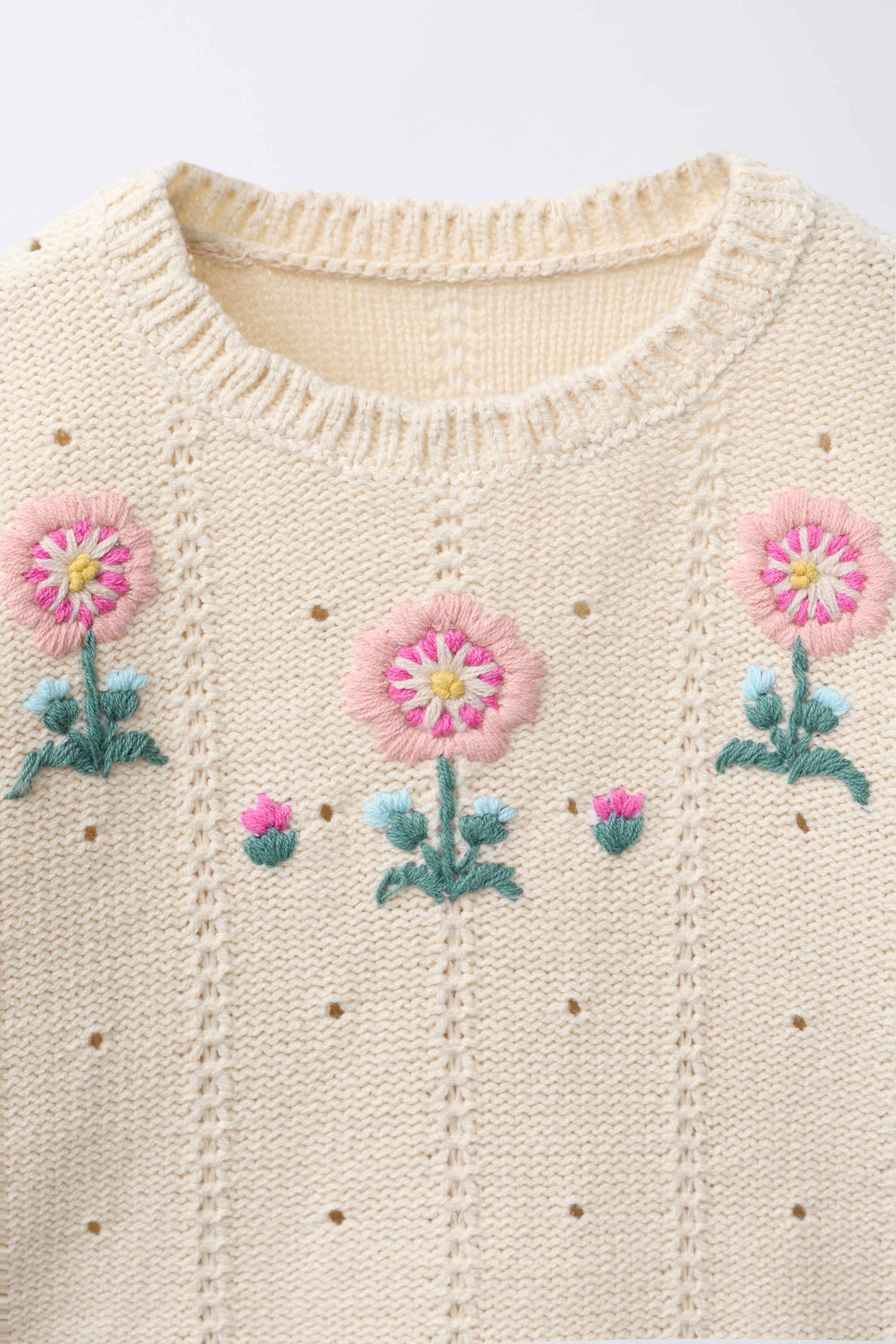 FLORAL EMBROIDERED KNIT SWEATER