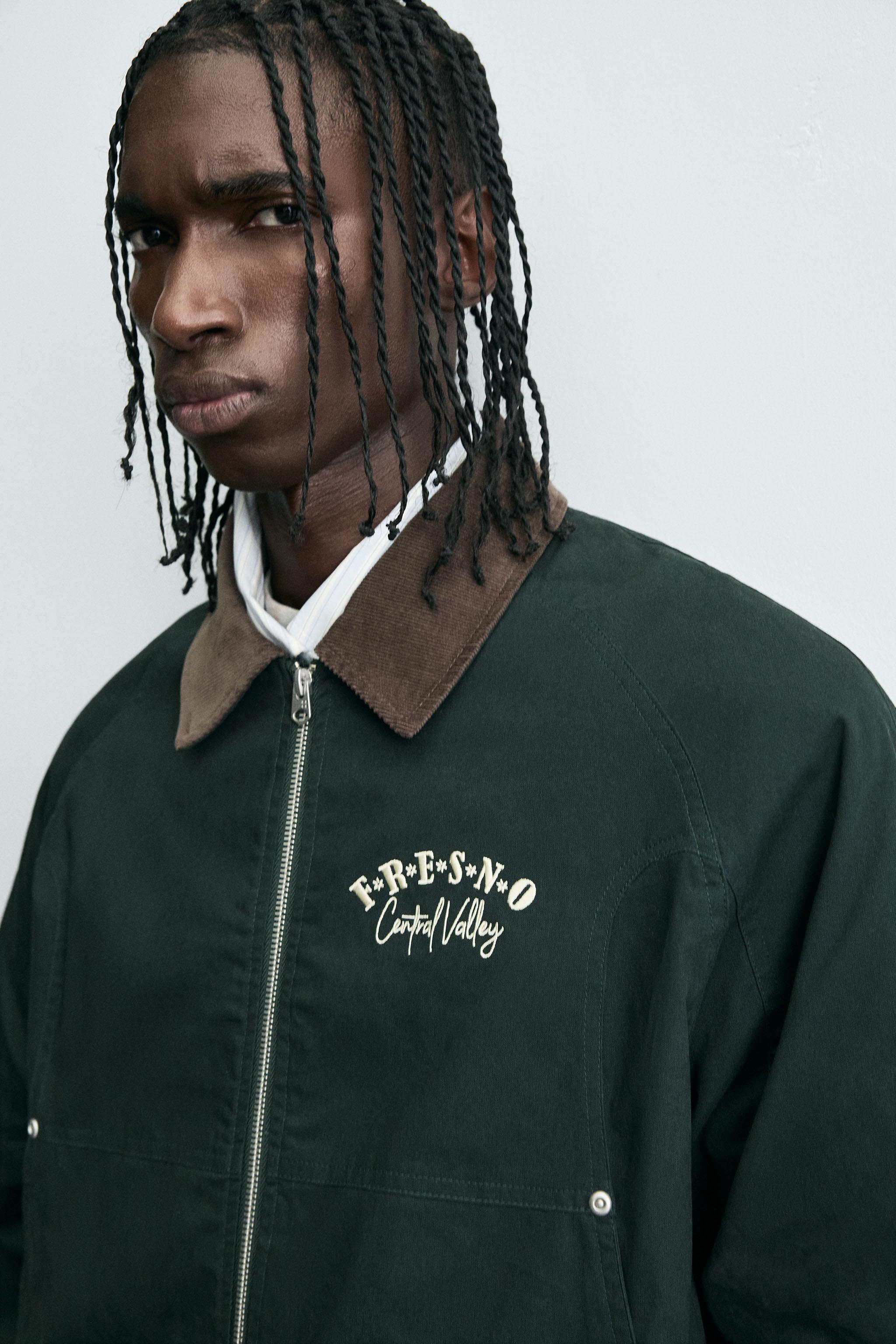 EMBROIDERED CONTRAST COLLAR JACKET