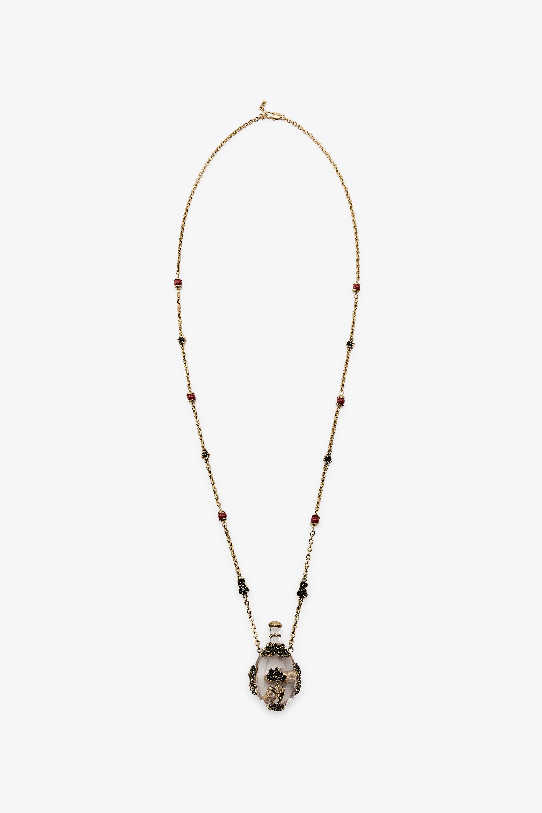 METAL FLOWER BOTTLE NECKLACE