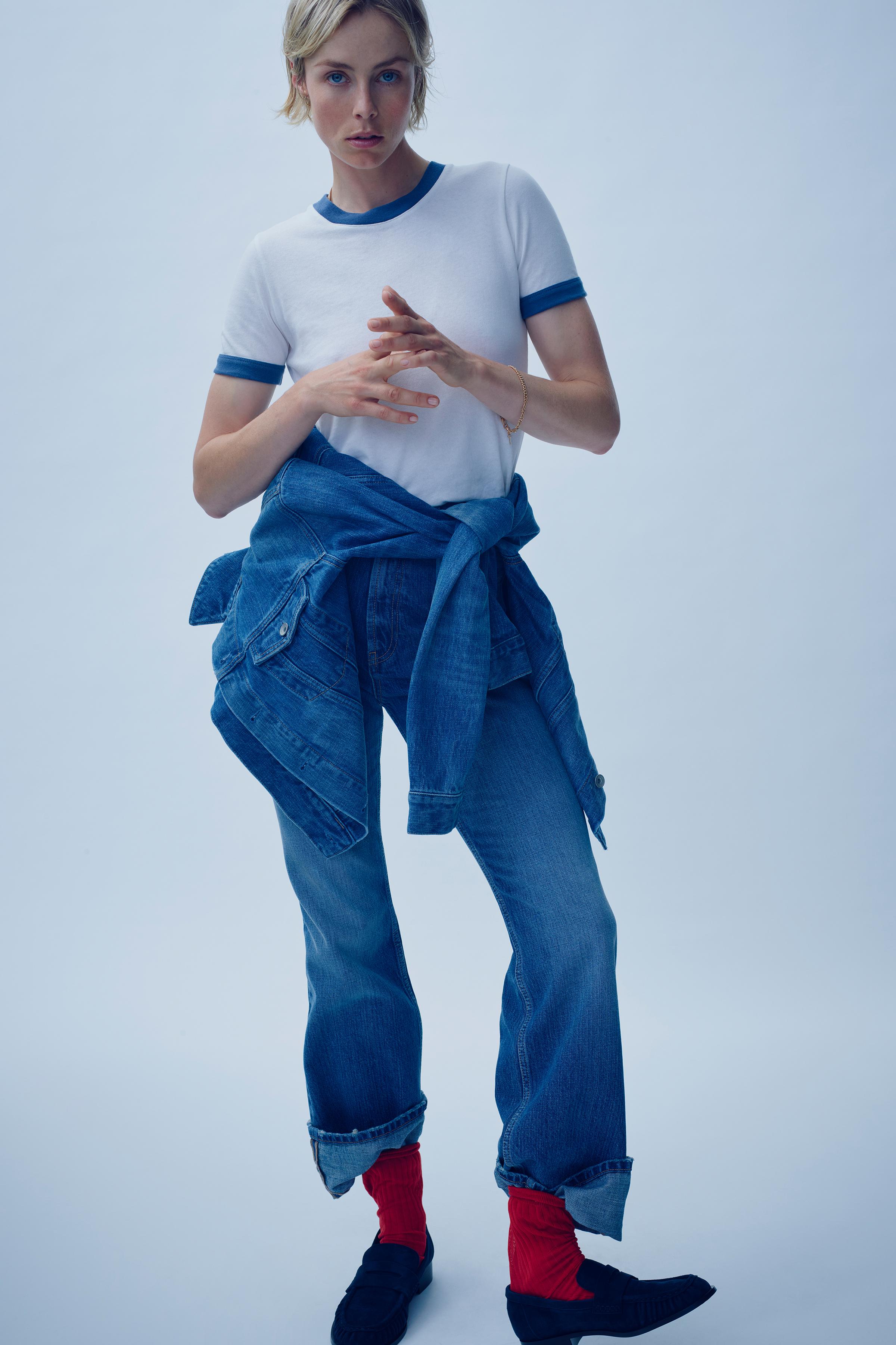 WASHED EFFECT RIBBED T-SHIRT