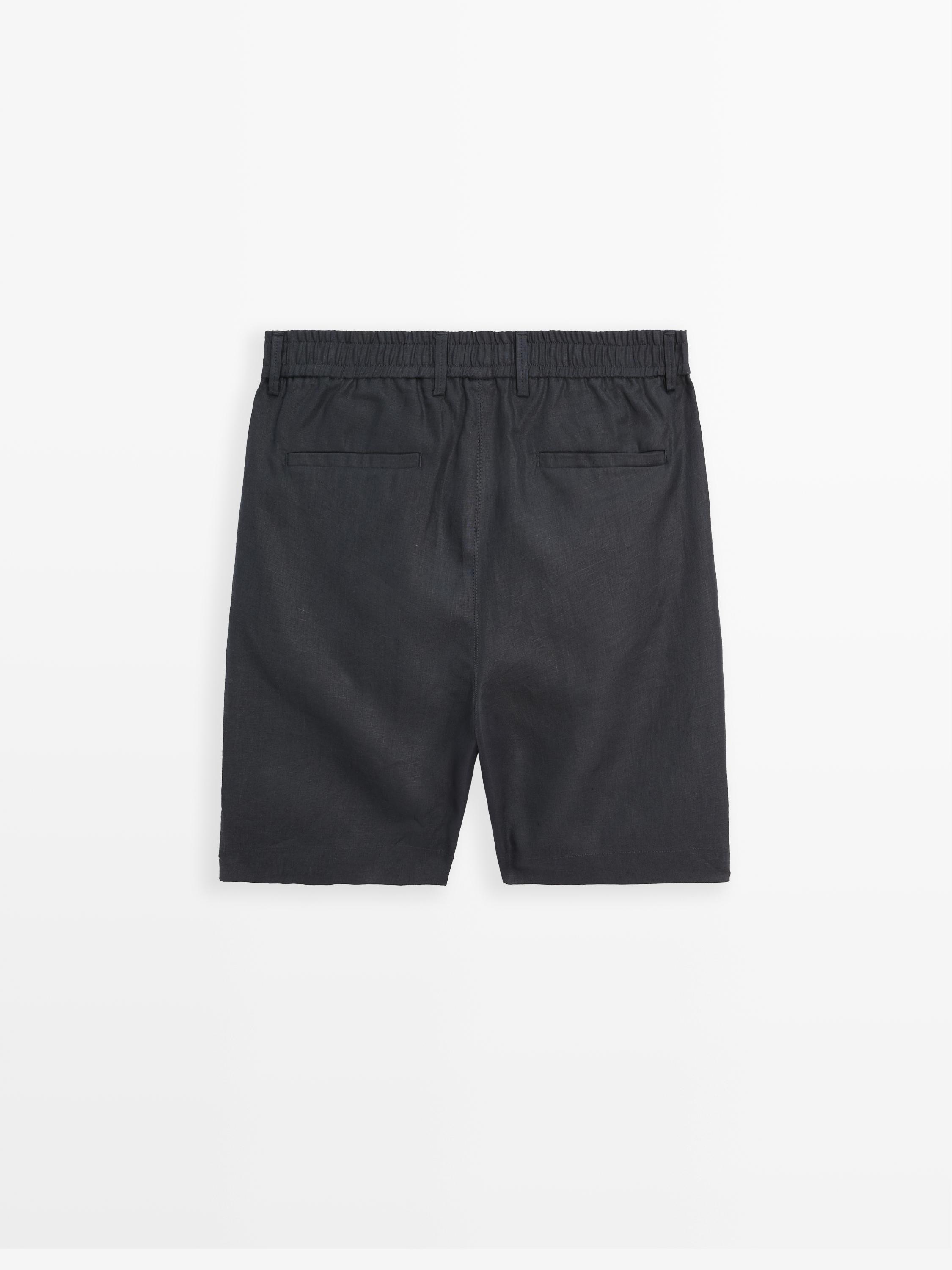 100% linen semi-jogger fit Bermuda shorts