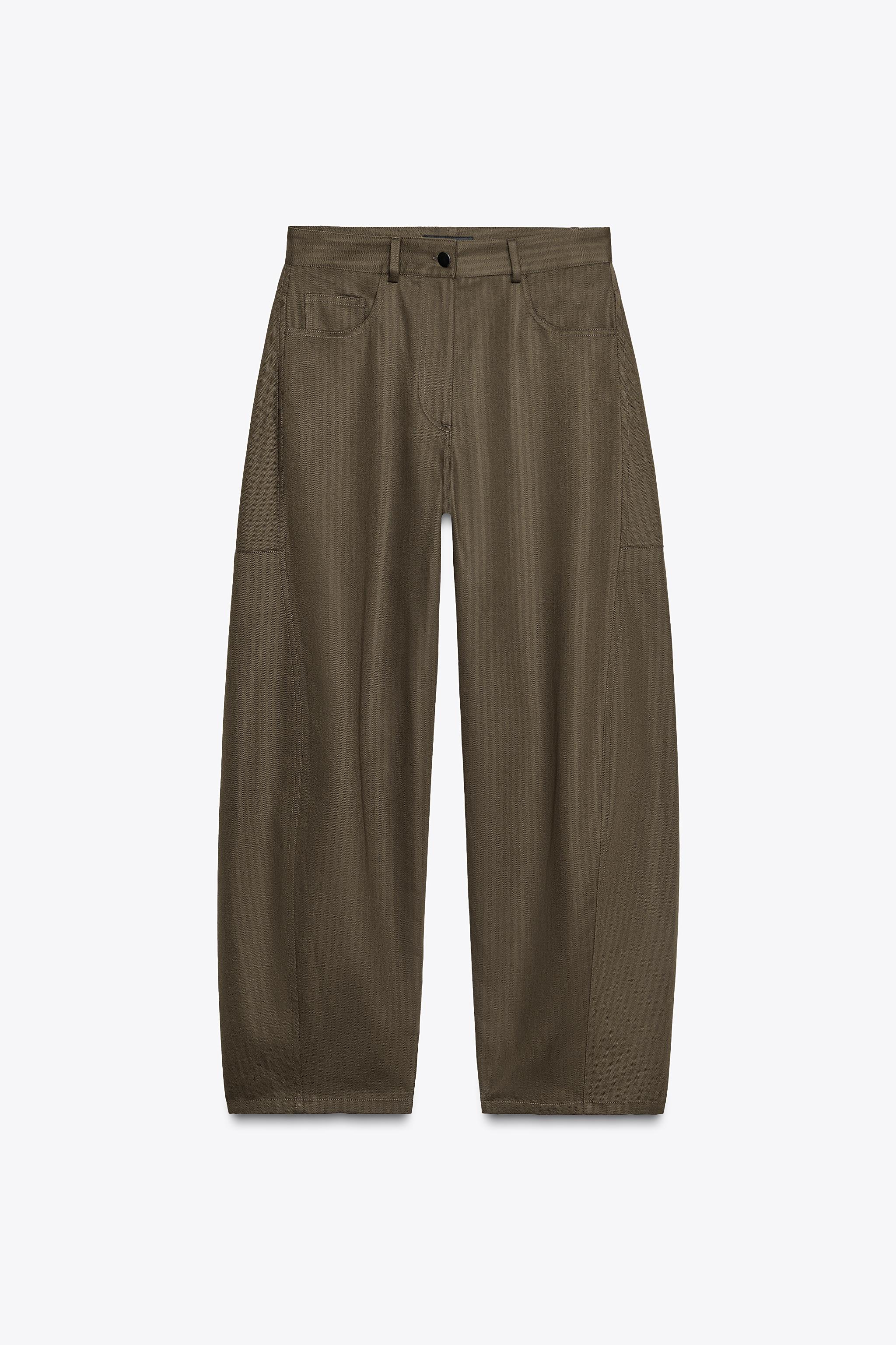 ZW COLLECTION HERRINGBONE WIDE-LEG PANTS