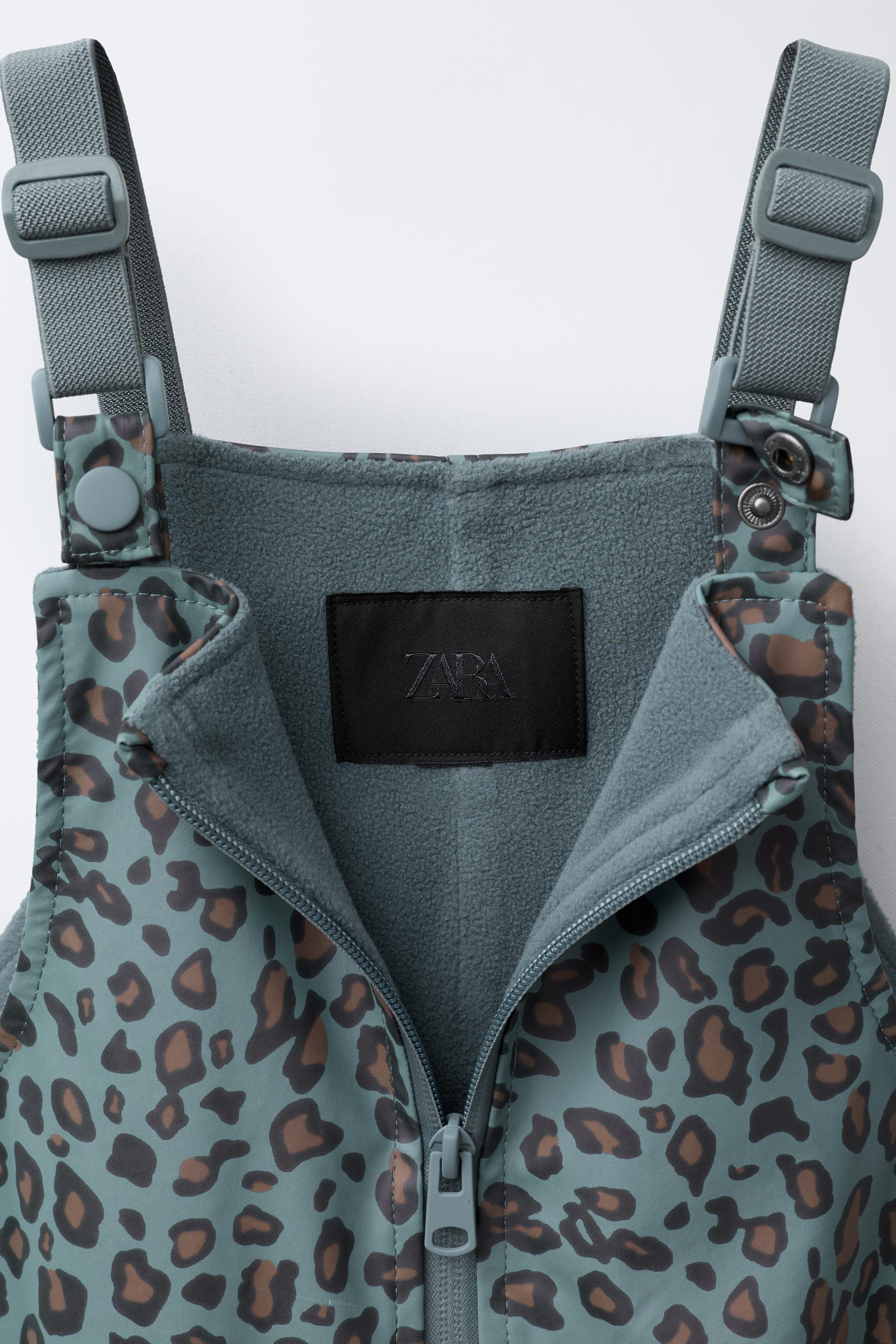 ANIMAL PRINT WATER-RESISTANT RUBBERIZED OVERALLS