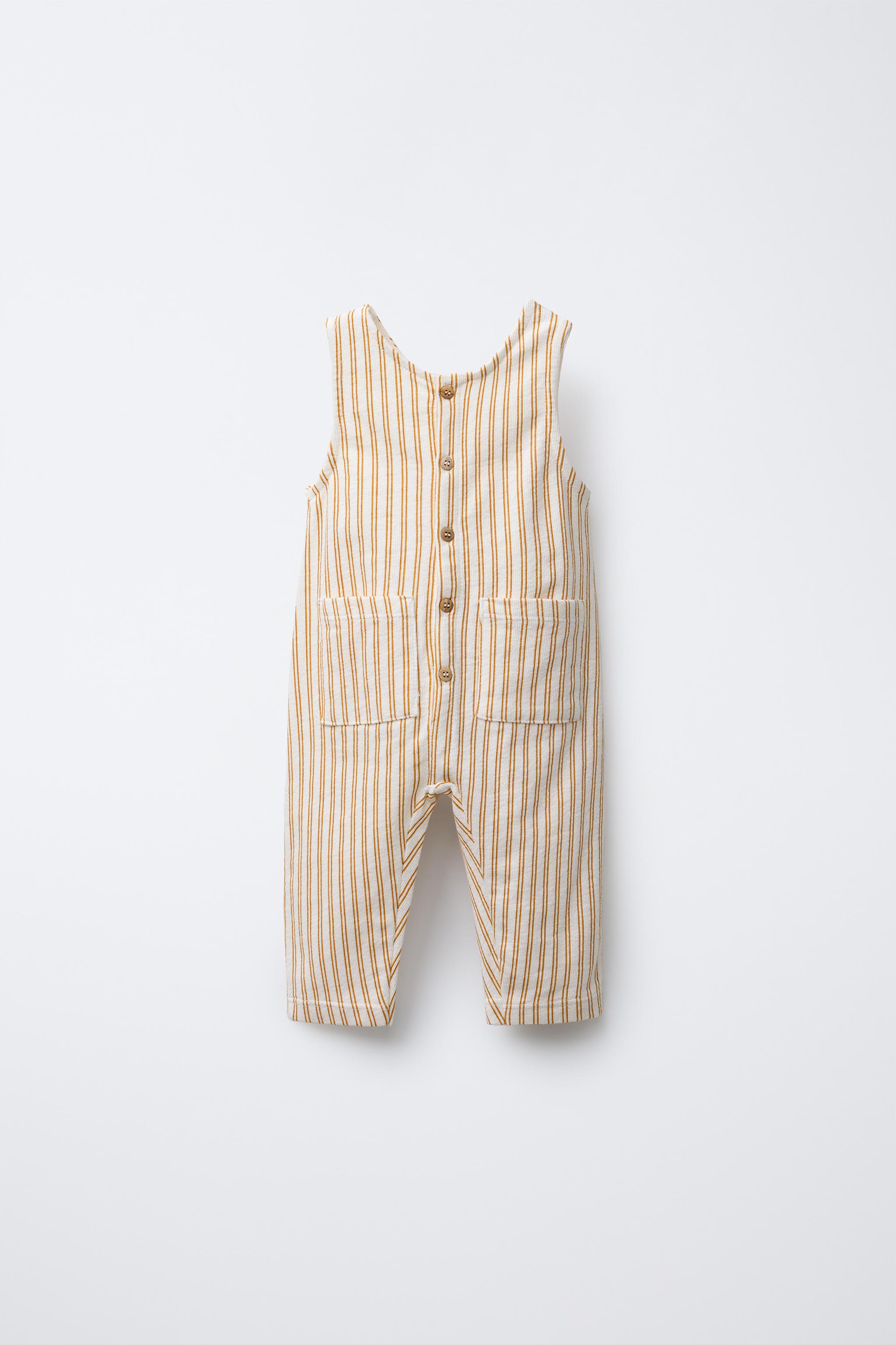 STRIPED OVERALLS WITH LABEL
