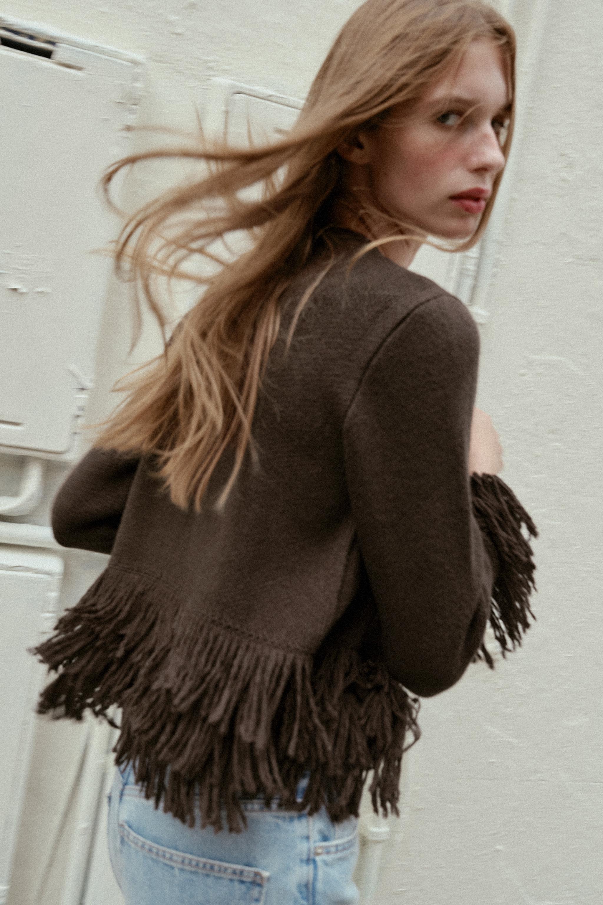 FRINGED BUTTON KNIT CARDIGAN