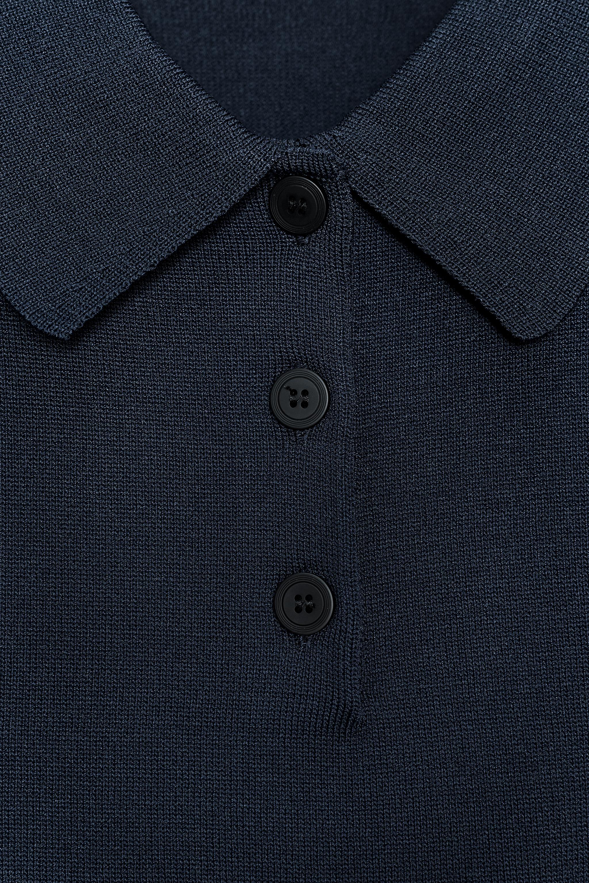 SHORT SLEEVE KNIT POLO TOP