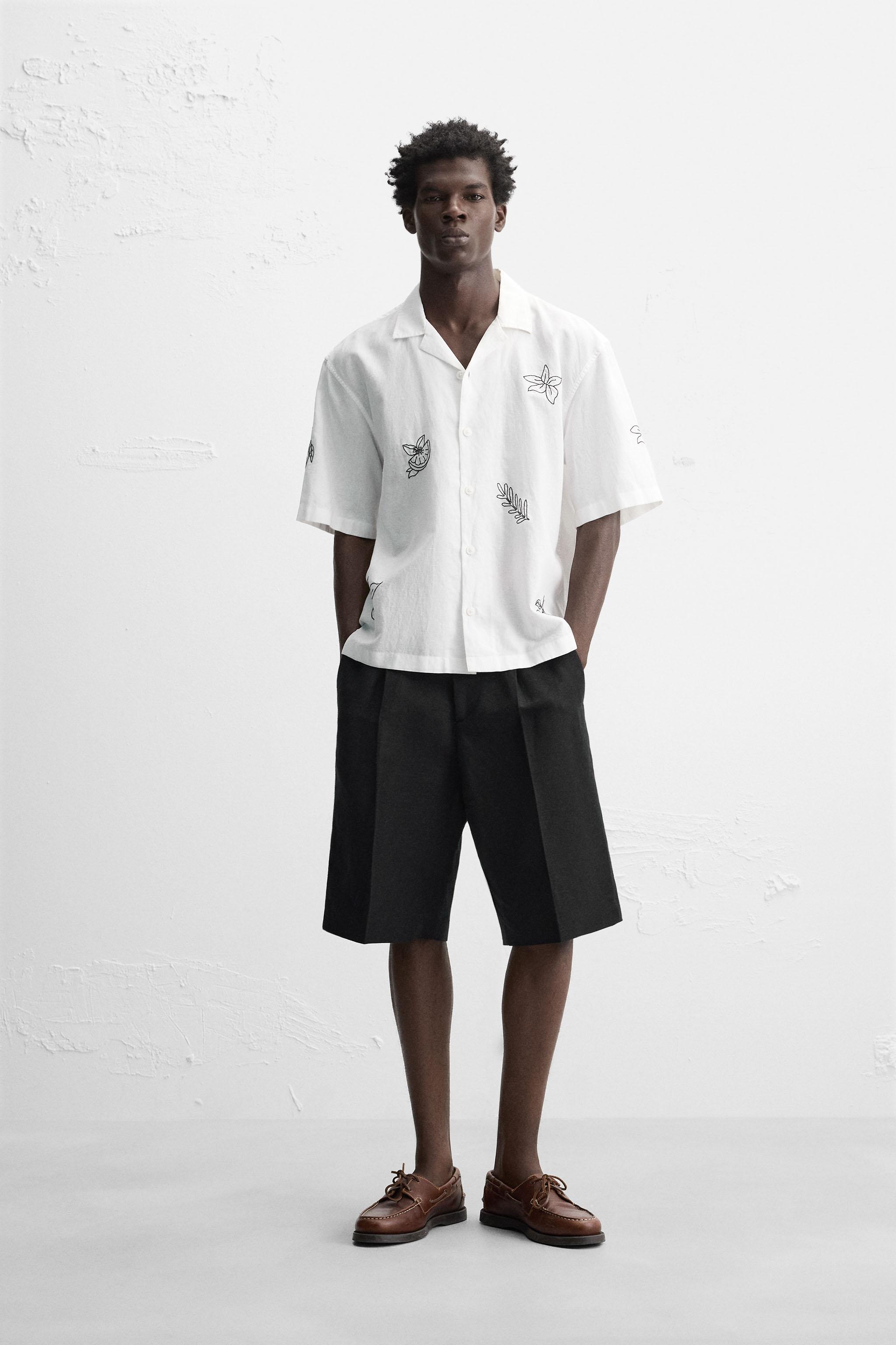 EMBROIDERED COTTON LINEN SHIRT