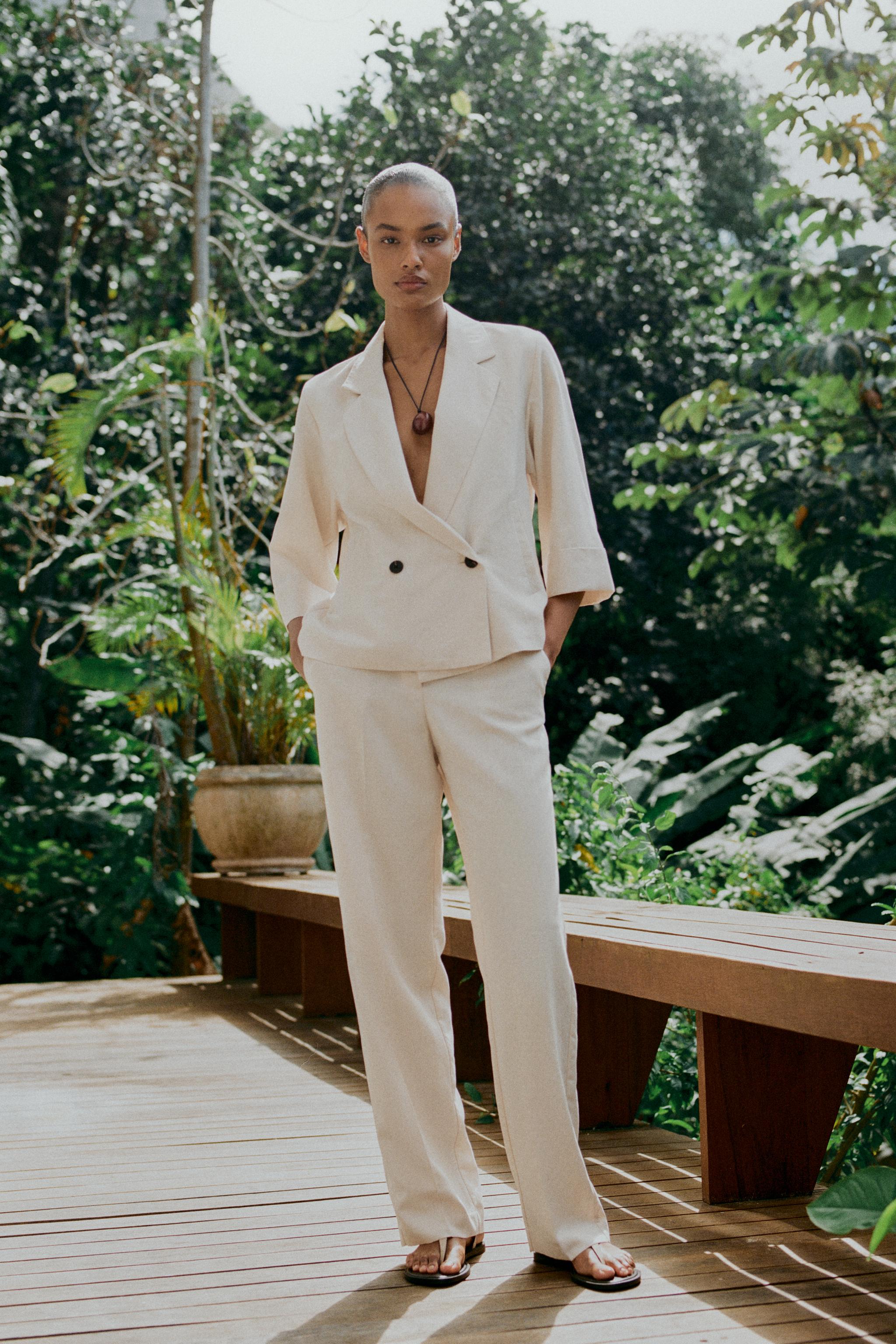 STRAIGHT LEG ELASTIC WAIST PANTS