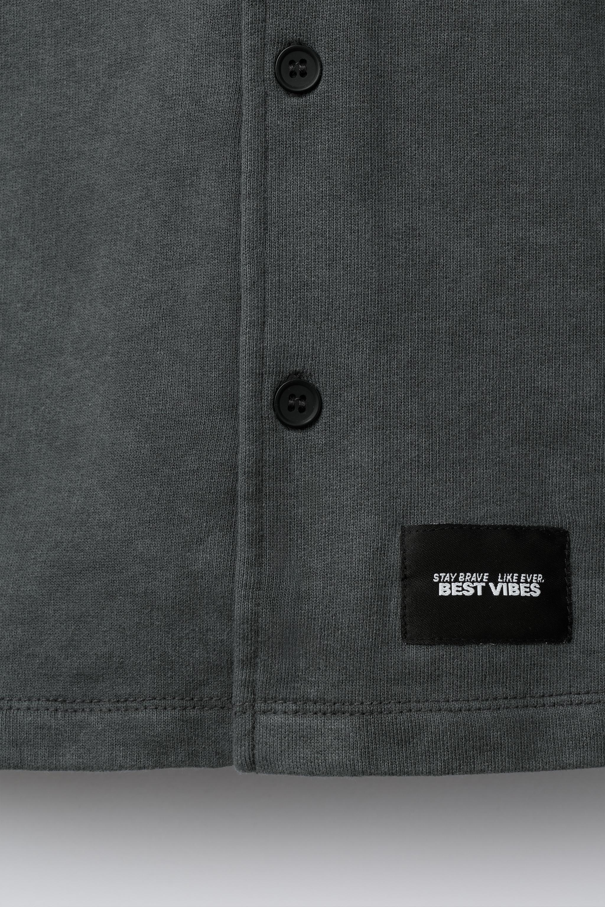 WASHED EFFECT DOUBLE SLEEVE PLUSH SHIRT