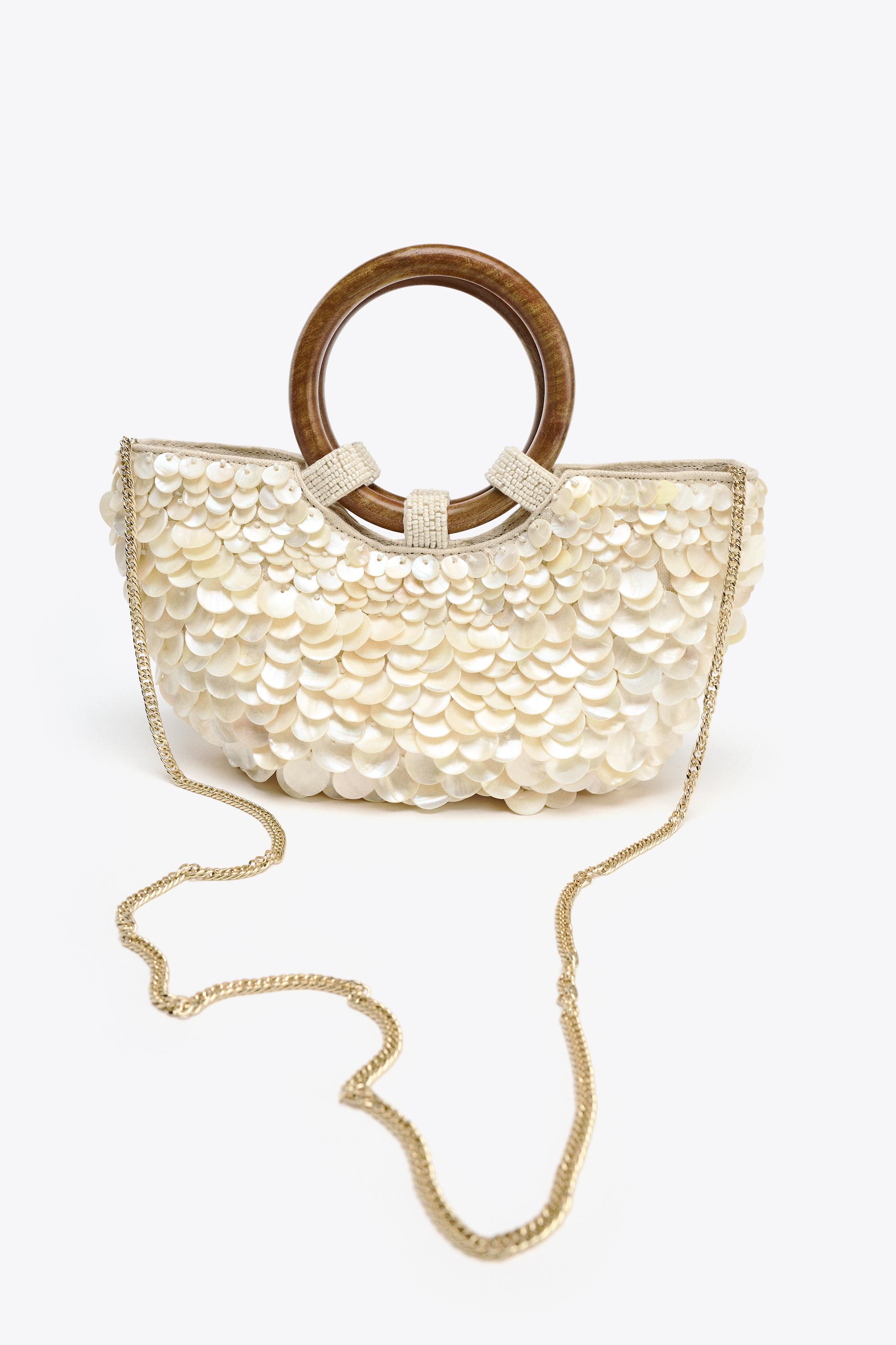FAUX MOTHER-OF-PEARL APPLIQUÉ BAG