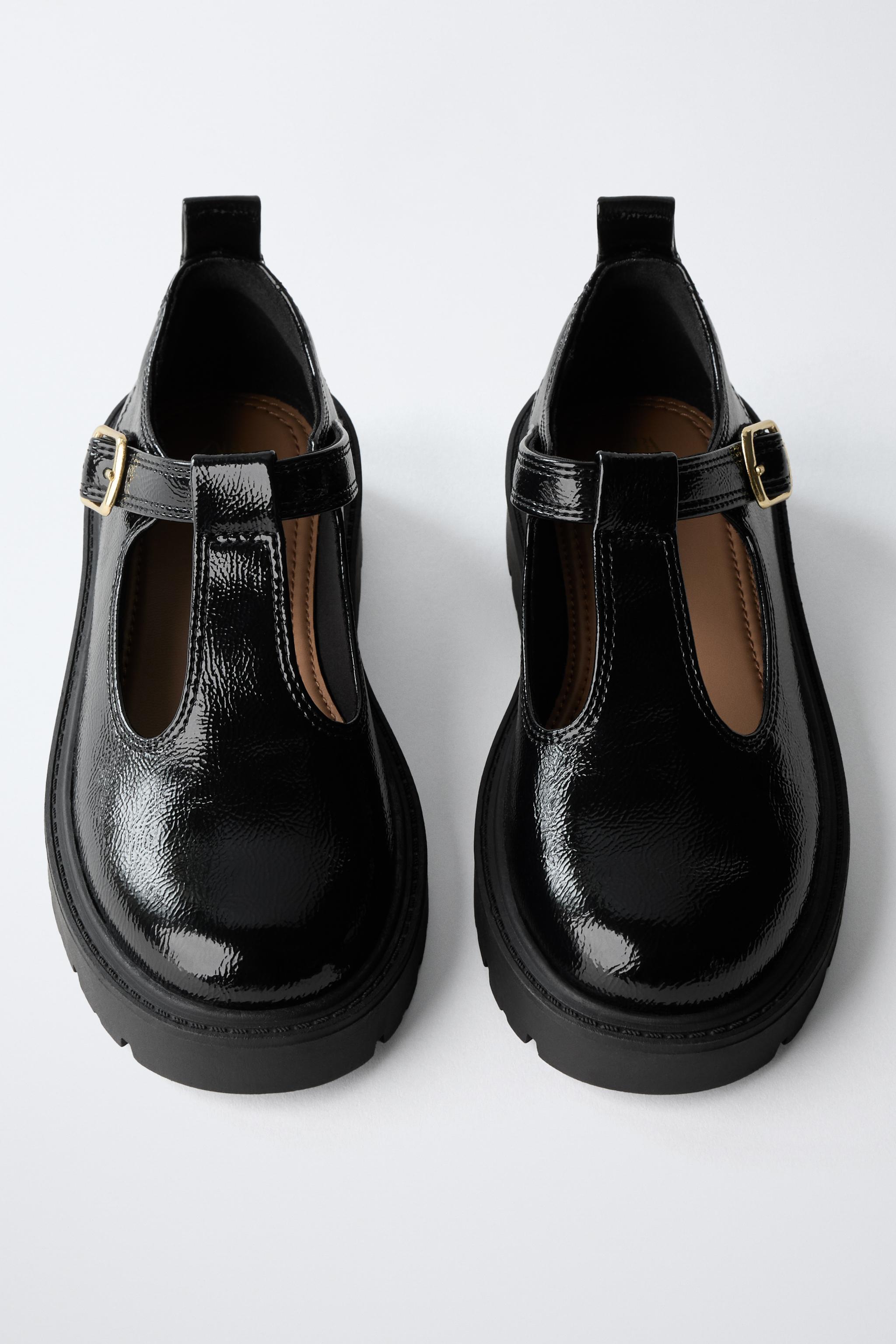 PATENT FINISH T-BAR SHOES