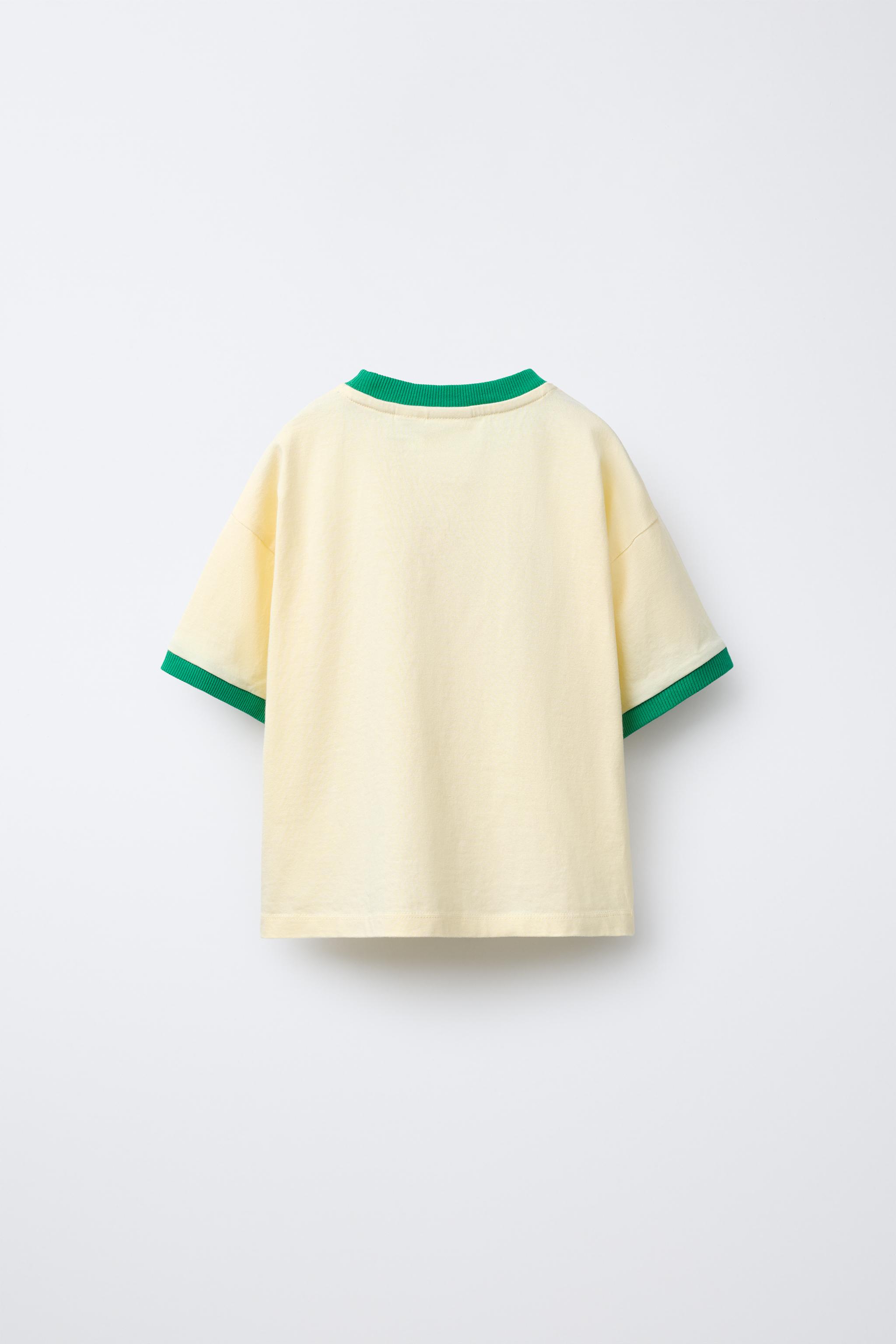 CONTRAST TRIM TEXT T-SHIRT