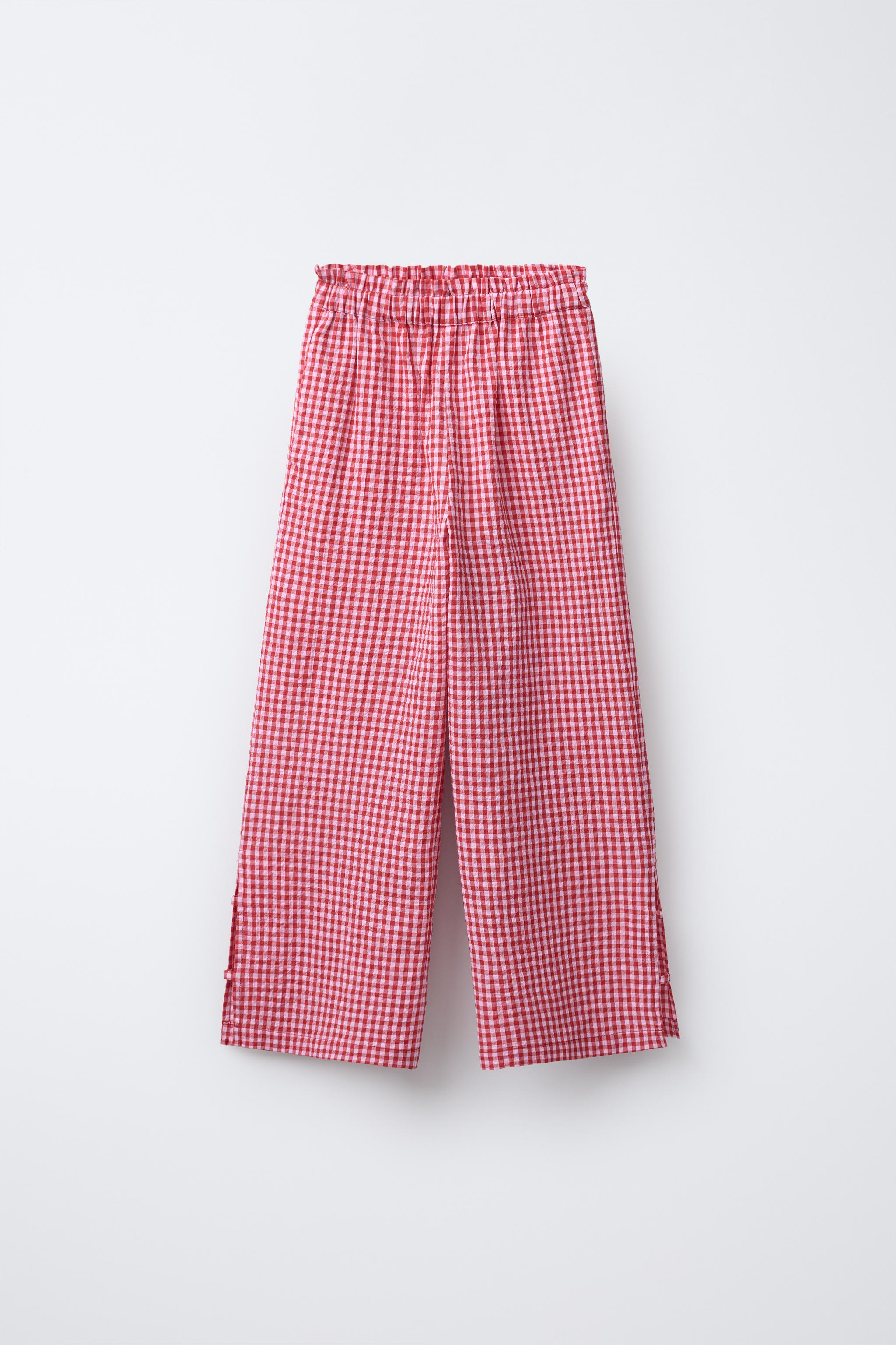 GINGHAM WIDE LEG PANTS