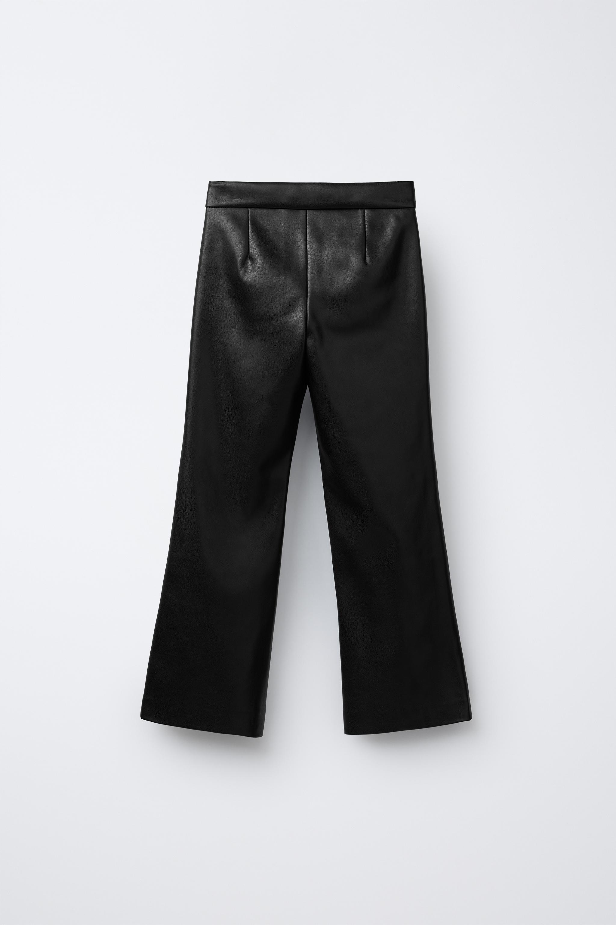 FAUX LEATHER FLARE PANTS