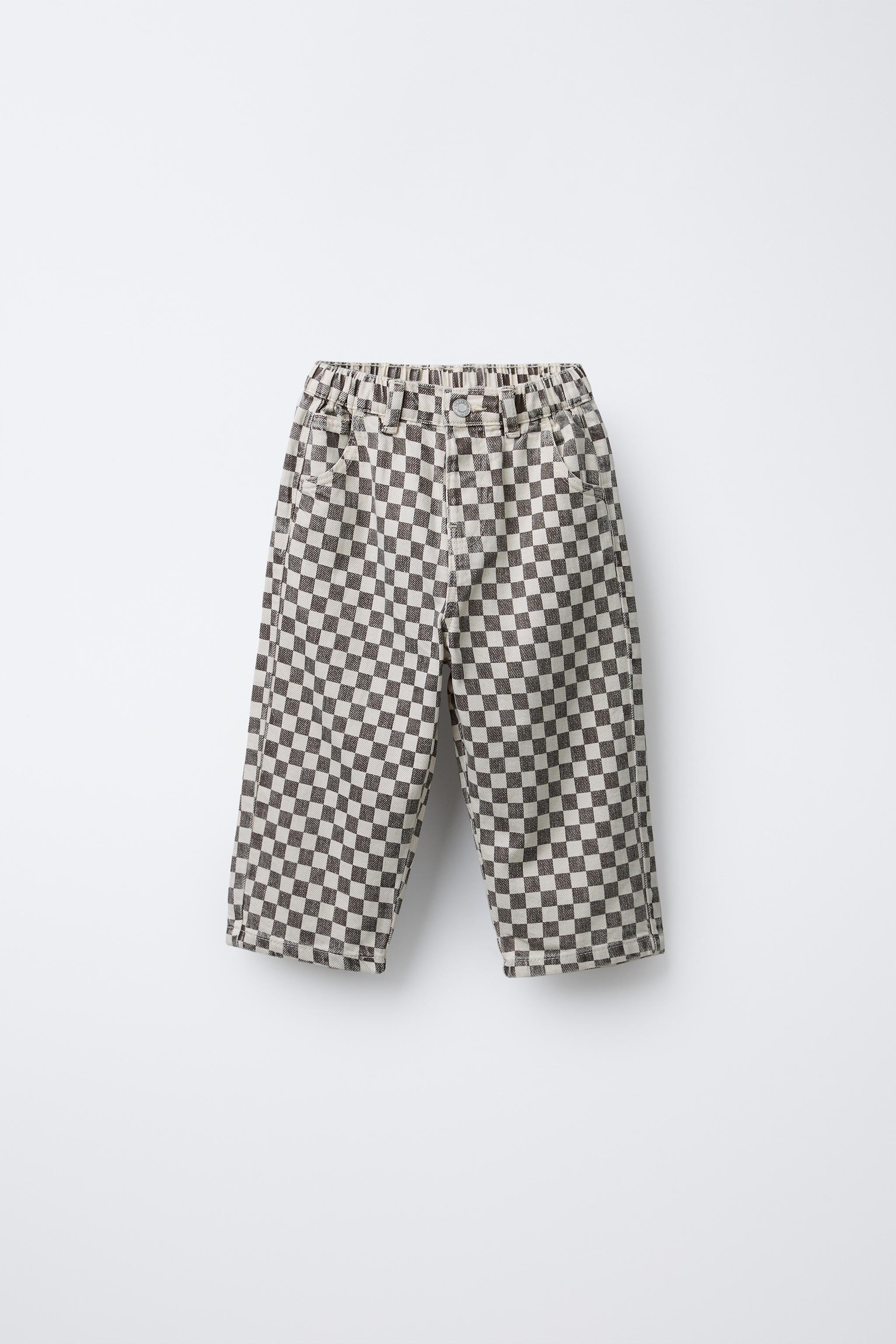 CHECKERBOARD BAGGY TWILL PANTS