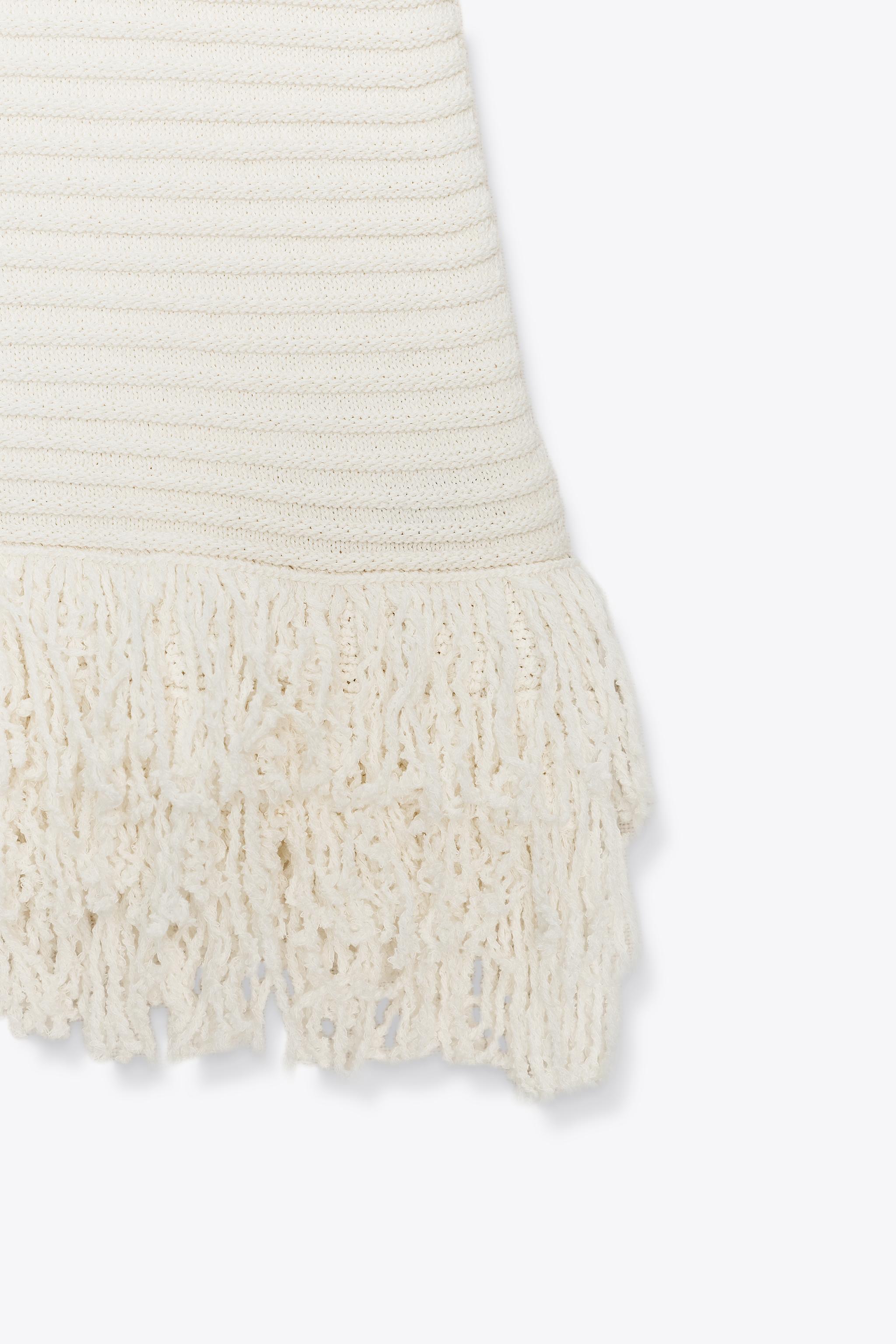 CHECKERED KNIT DRESS WITH FRINGE