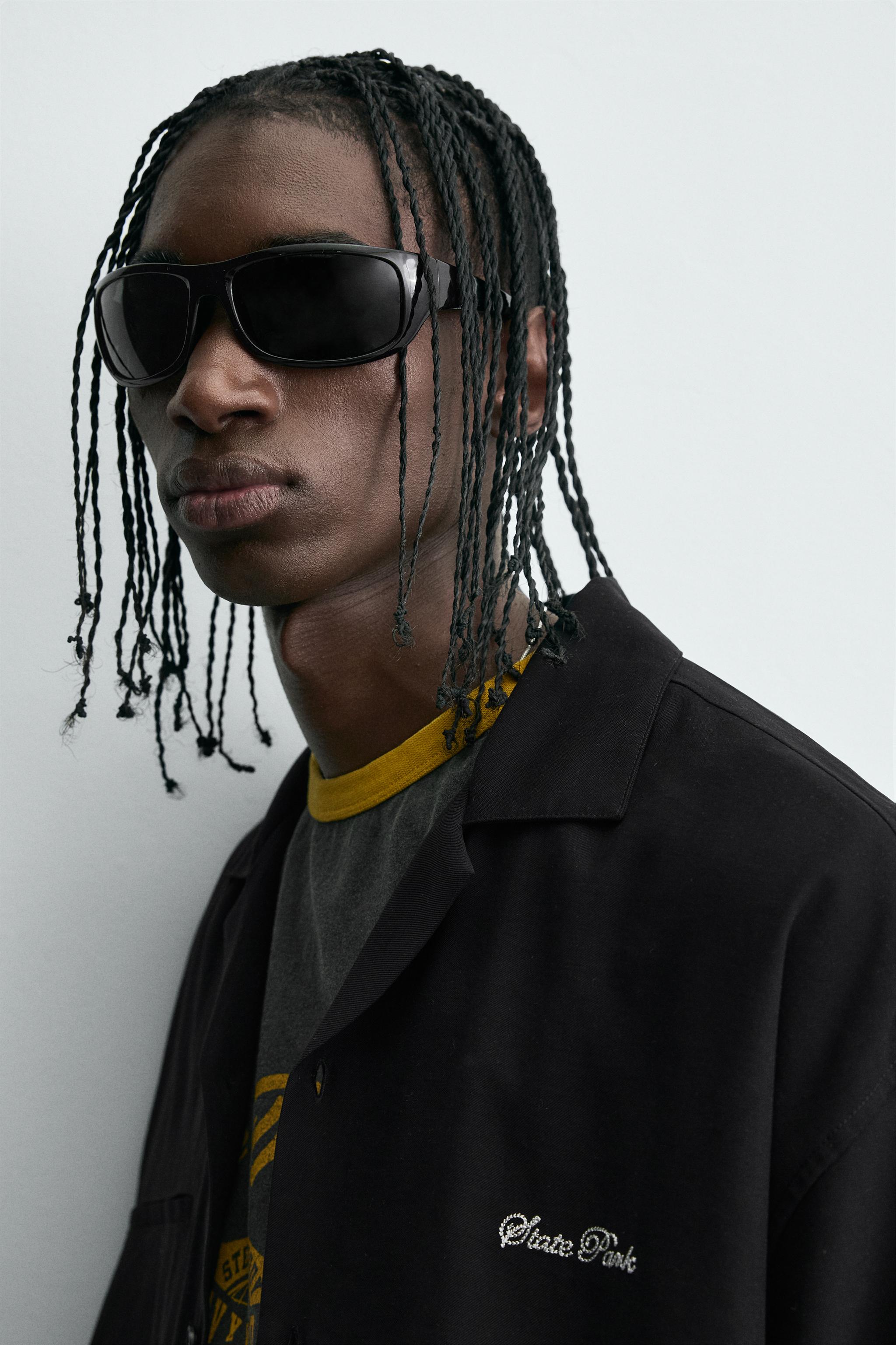 FLOWY SHIRT WITH EMBROIDERED TEXT