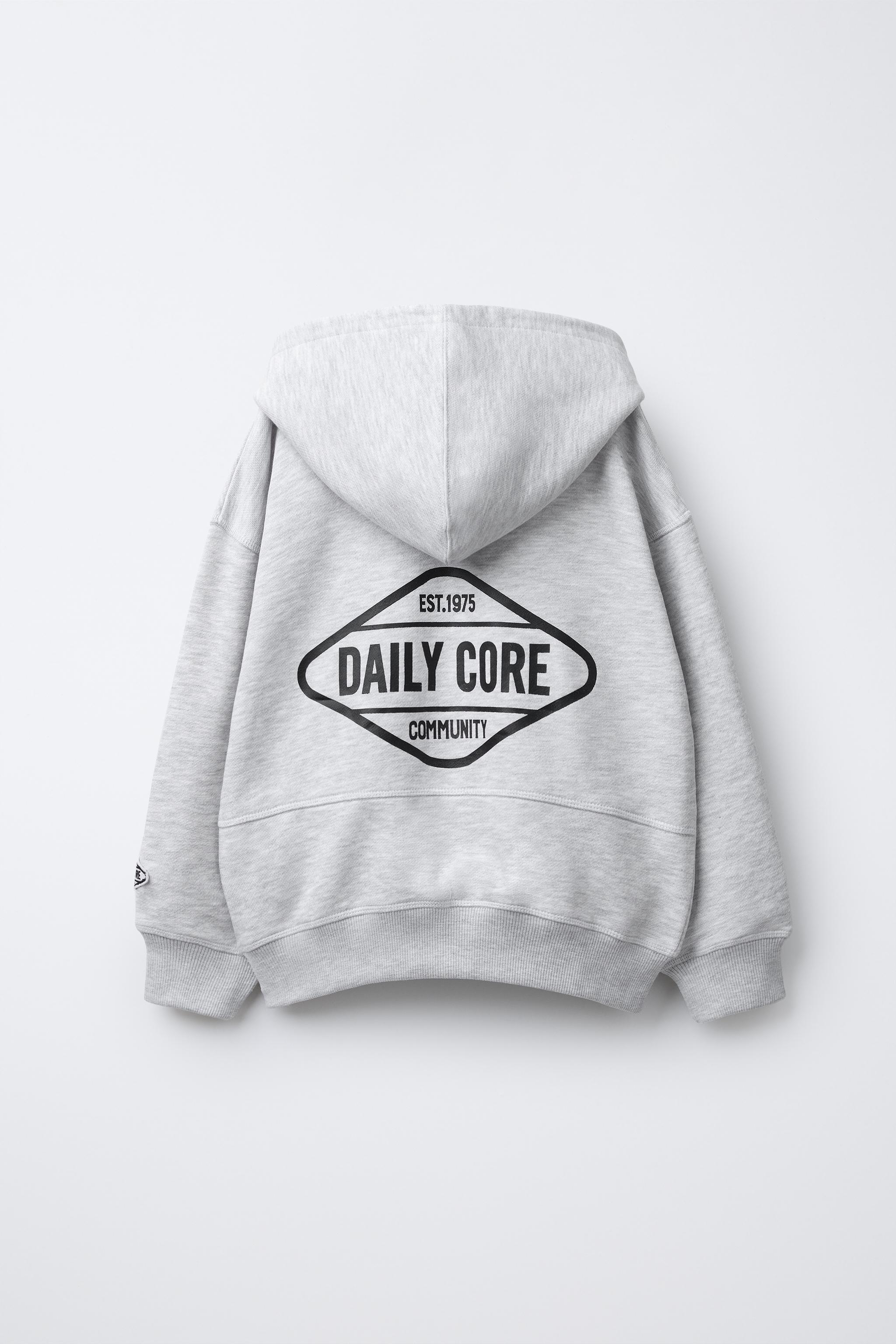 EMBROIDERED TEXT HOODED SWEATSHIRT