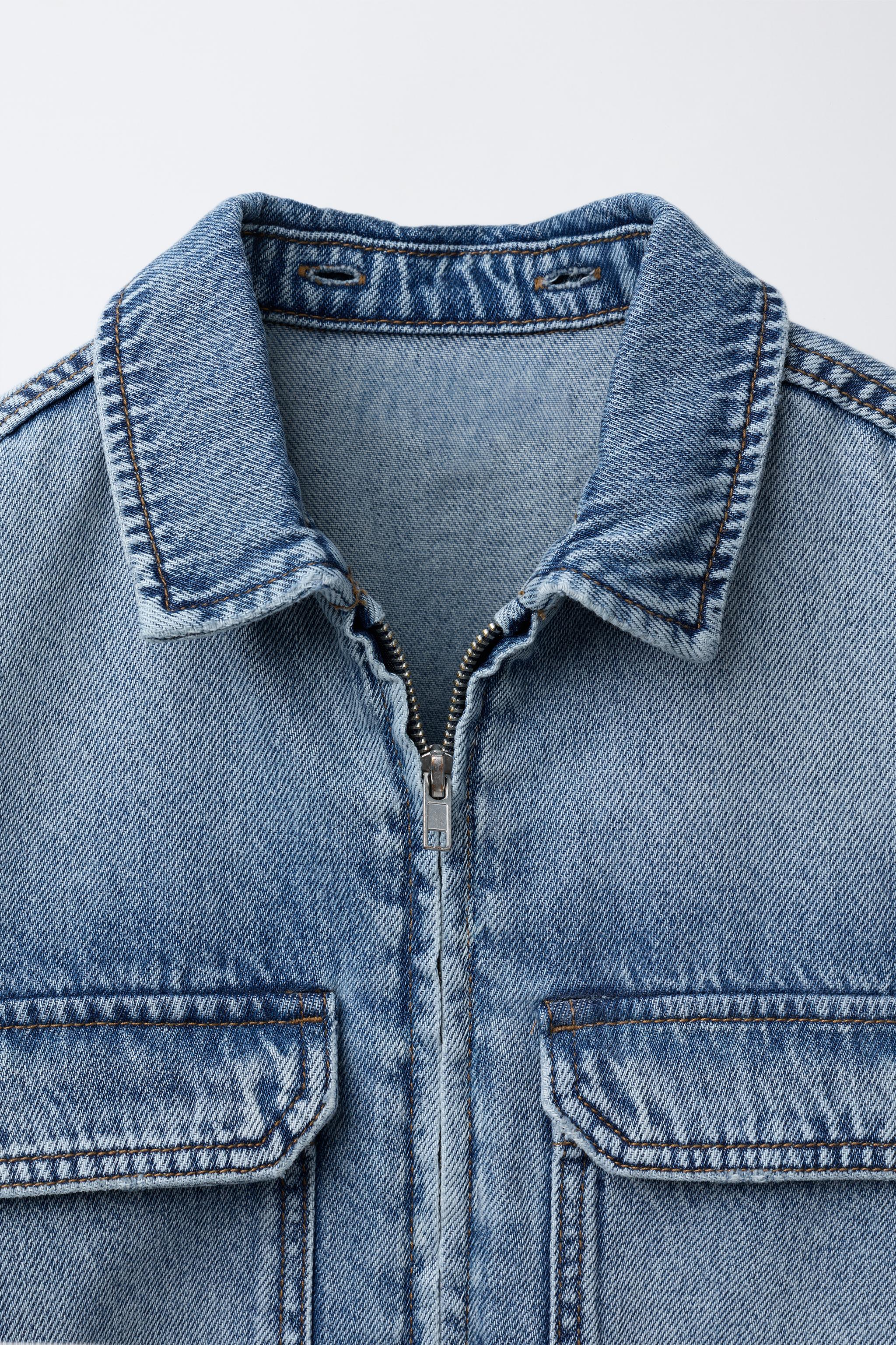 DETACHABLE FLEECE HOOD DENIM OVERSHIRT