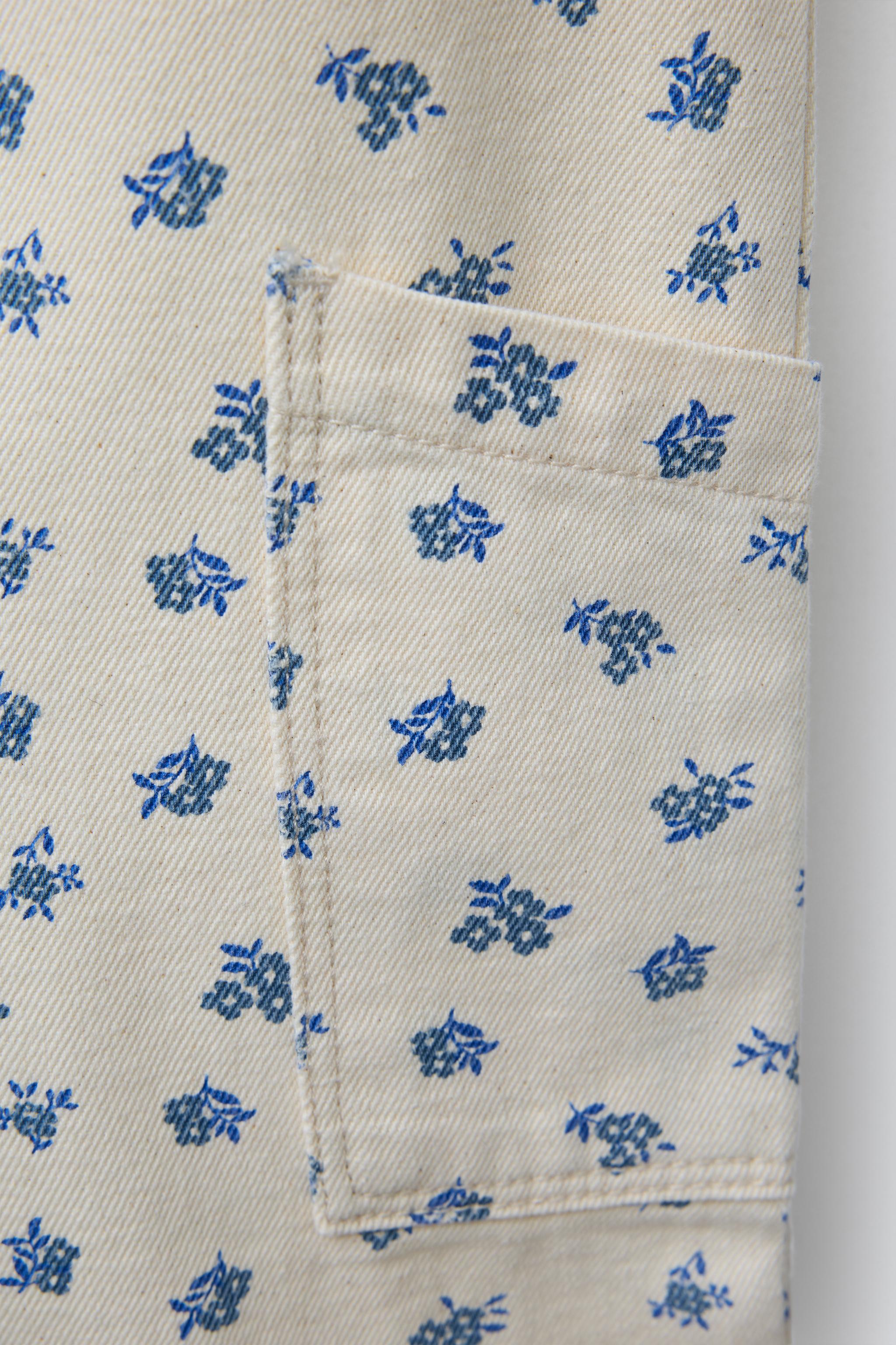 FLORAL TWILL LONG OVERALLS