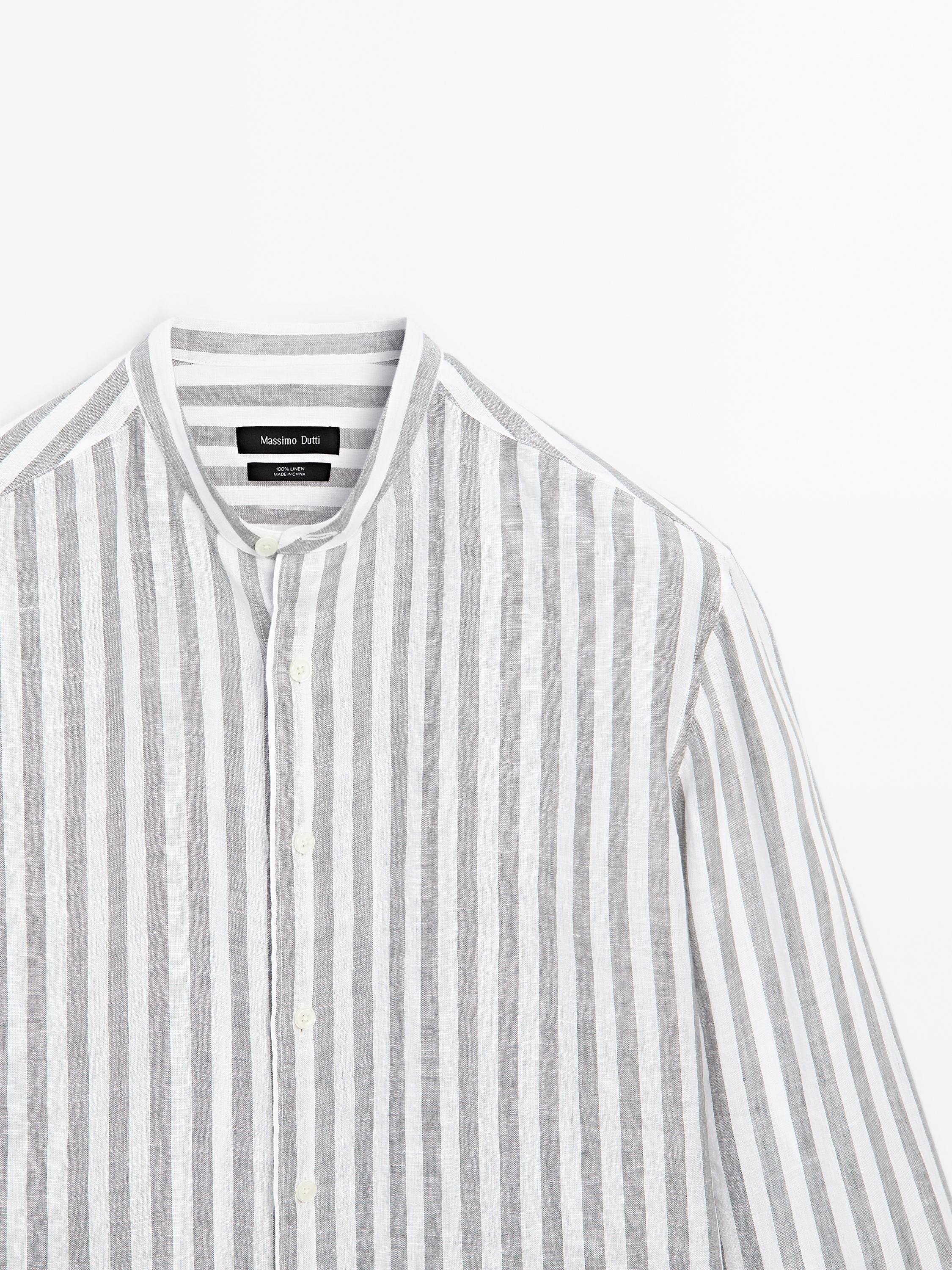 Regular-fit shirt with stand collar