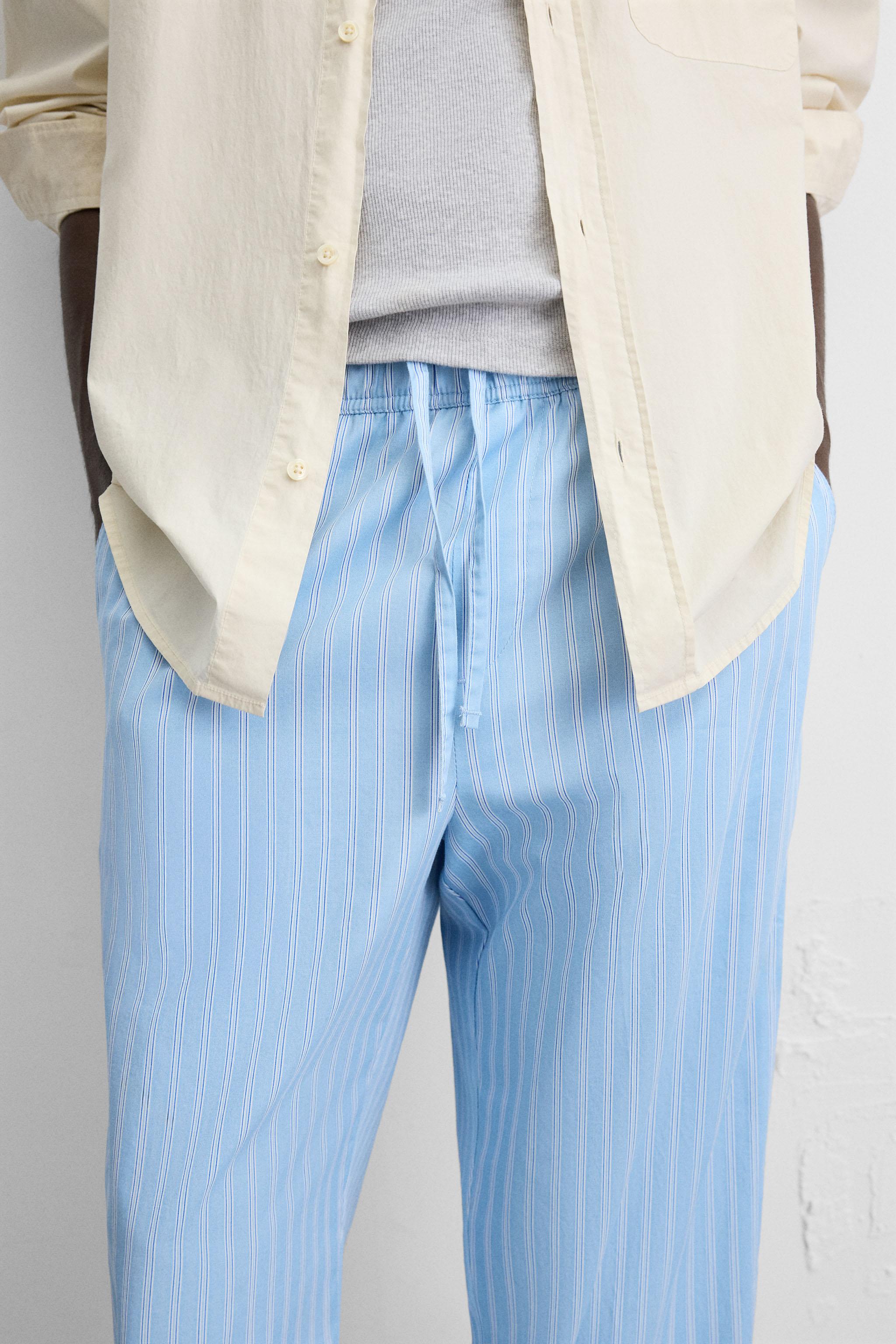 STRIPED TEXTURED PANTS
