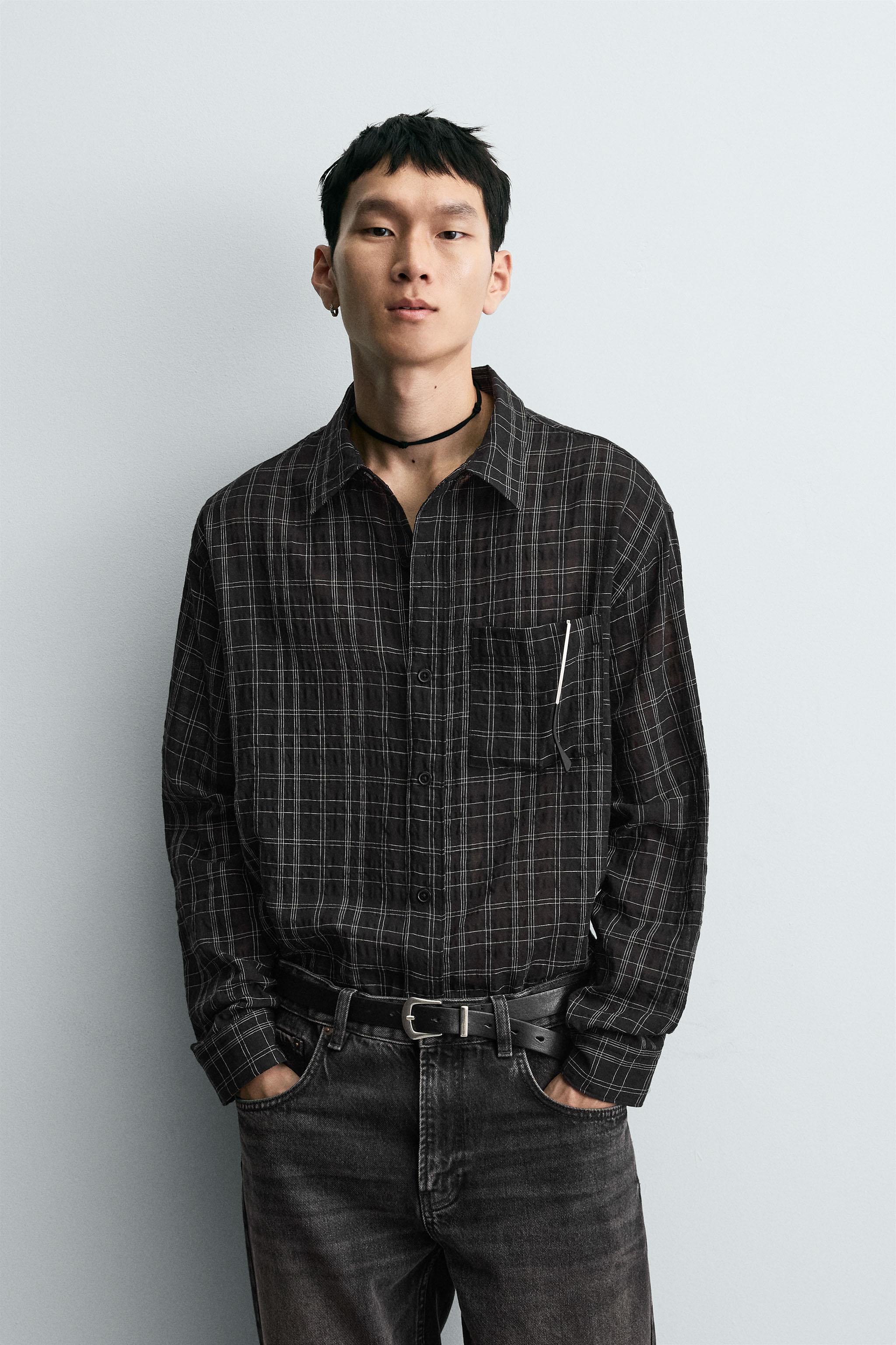TEXTURED PLAID SHIRT