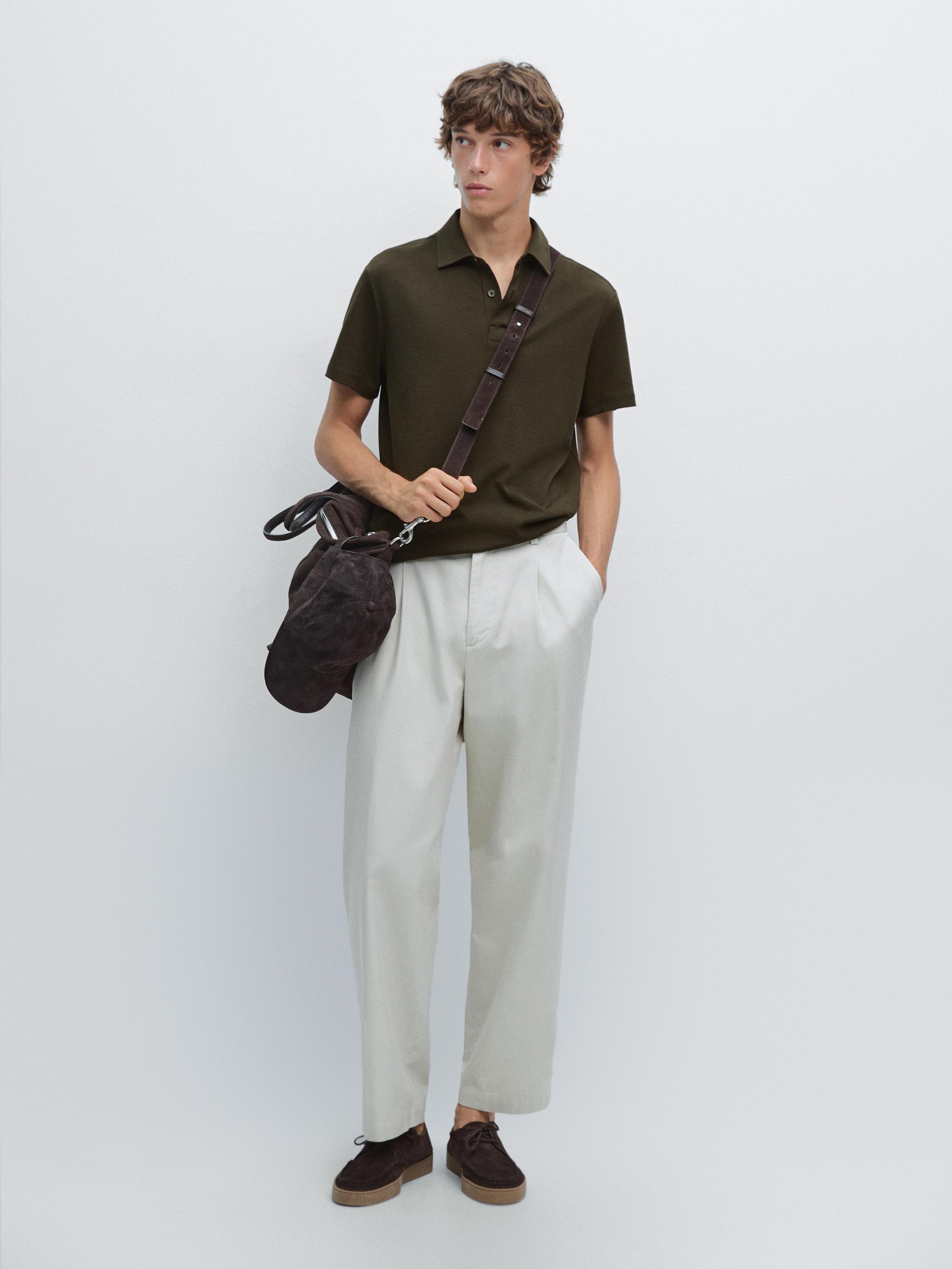 Cotton blend short sleeve polo shirt