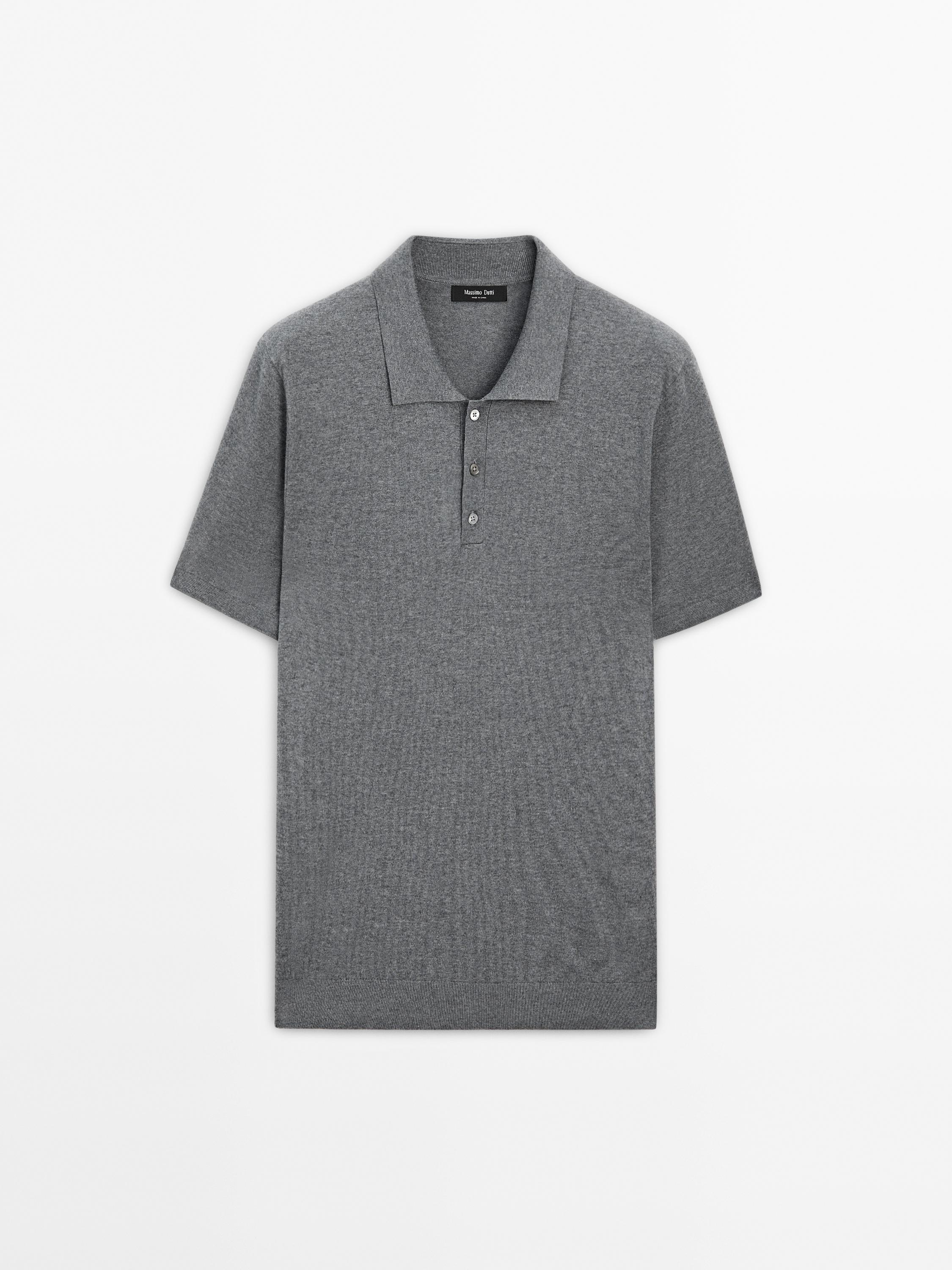 Cotton blend knit polo shirt