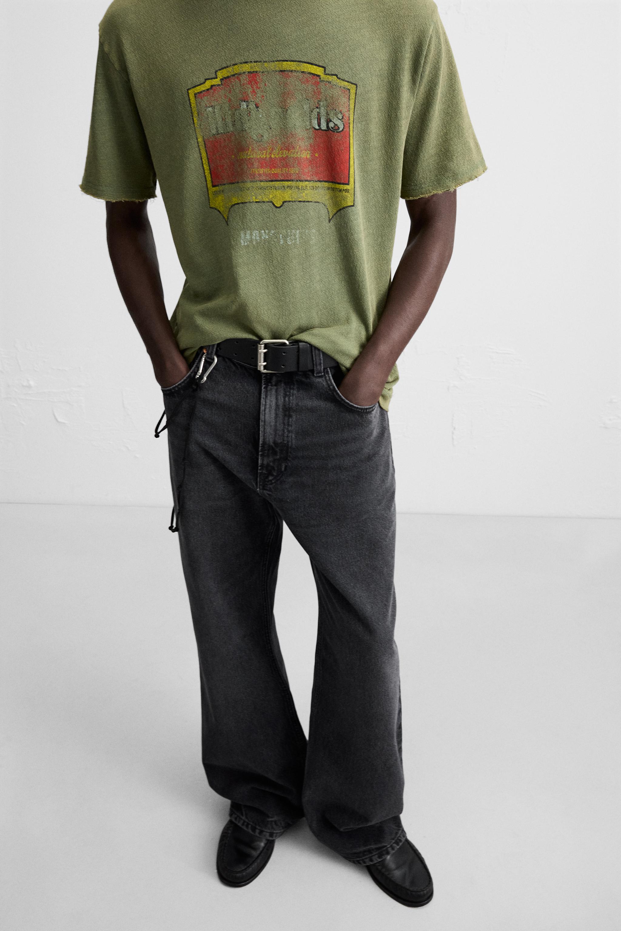 WASHED PRINT KNIT T-SHIRT