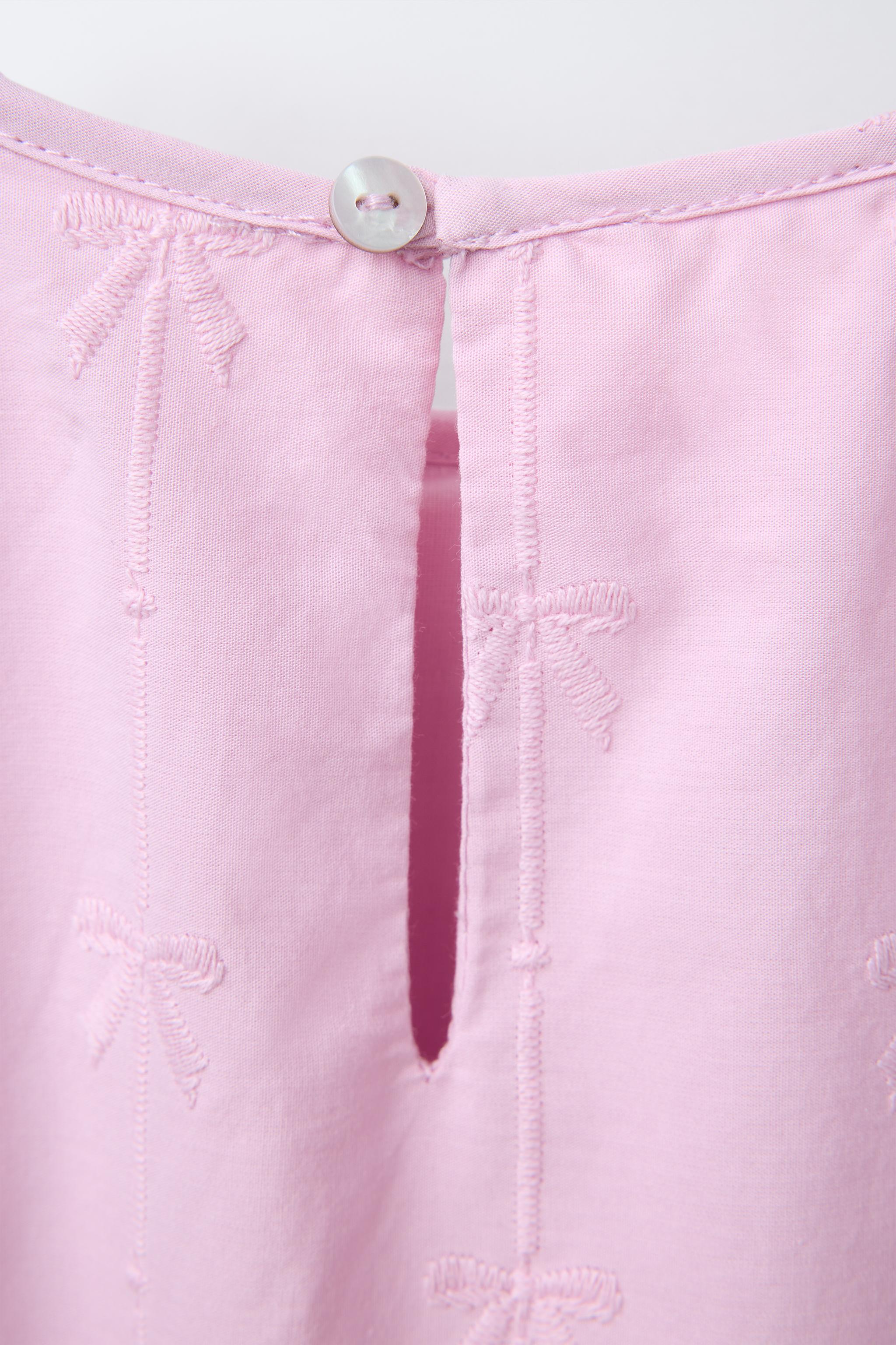 EMBROIDERED BOW POPLIN DRESS