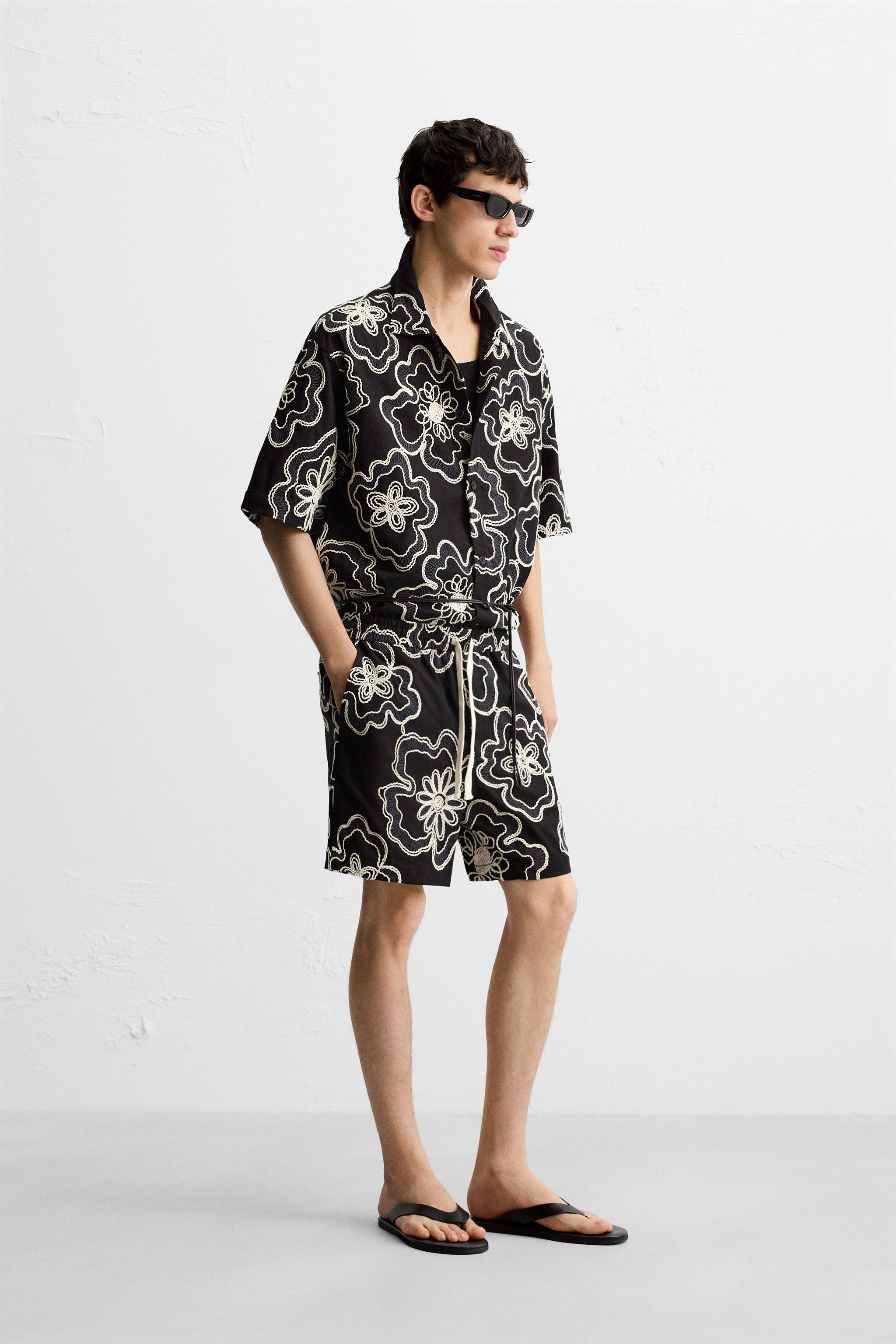 EMBOSSED EMBROIDERY SHORTS