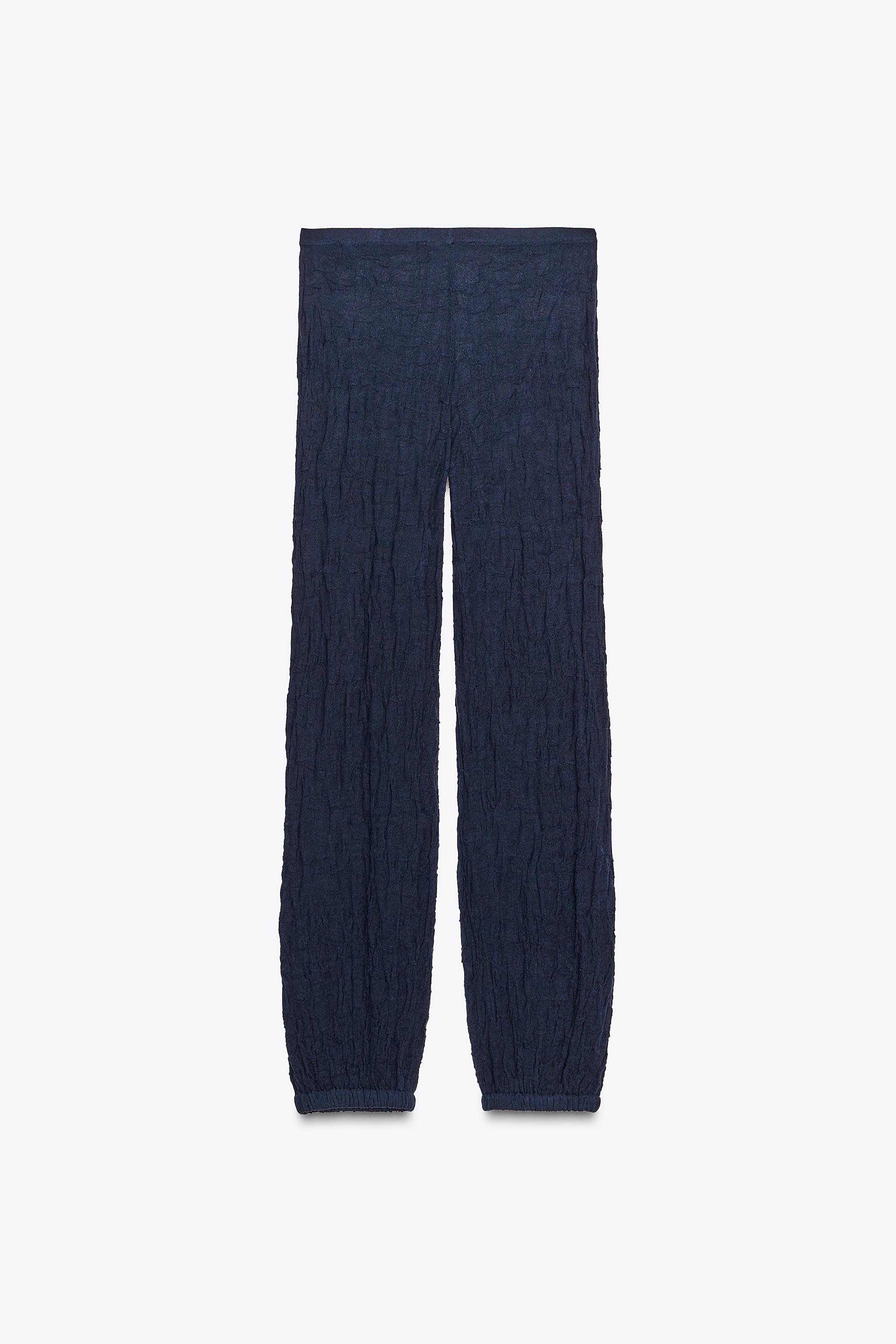 WRINKLE-LOOK FINE KNIT PANTS