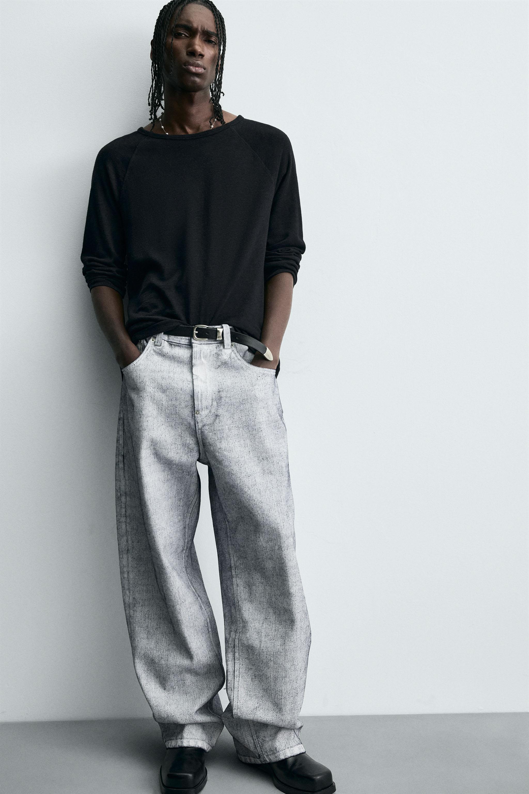 WAXED FINISH BAGGY FIT JEANS