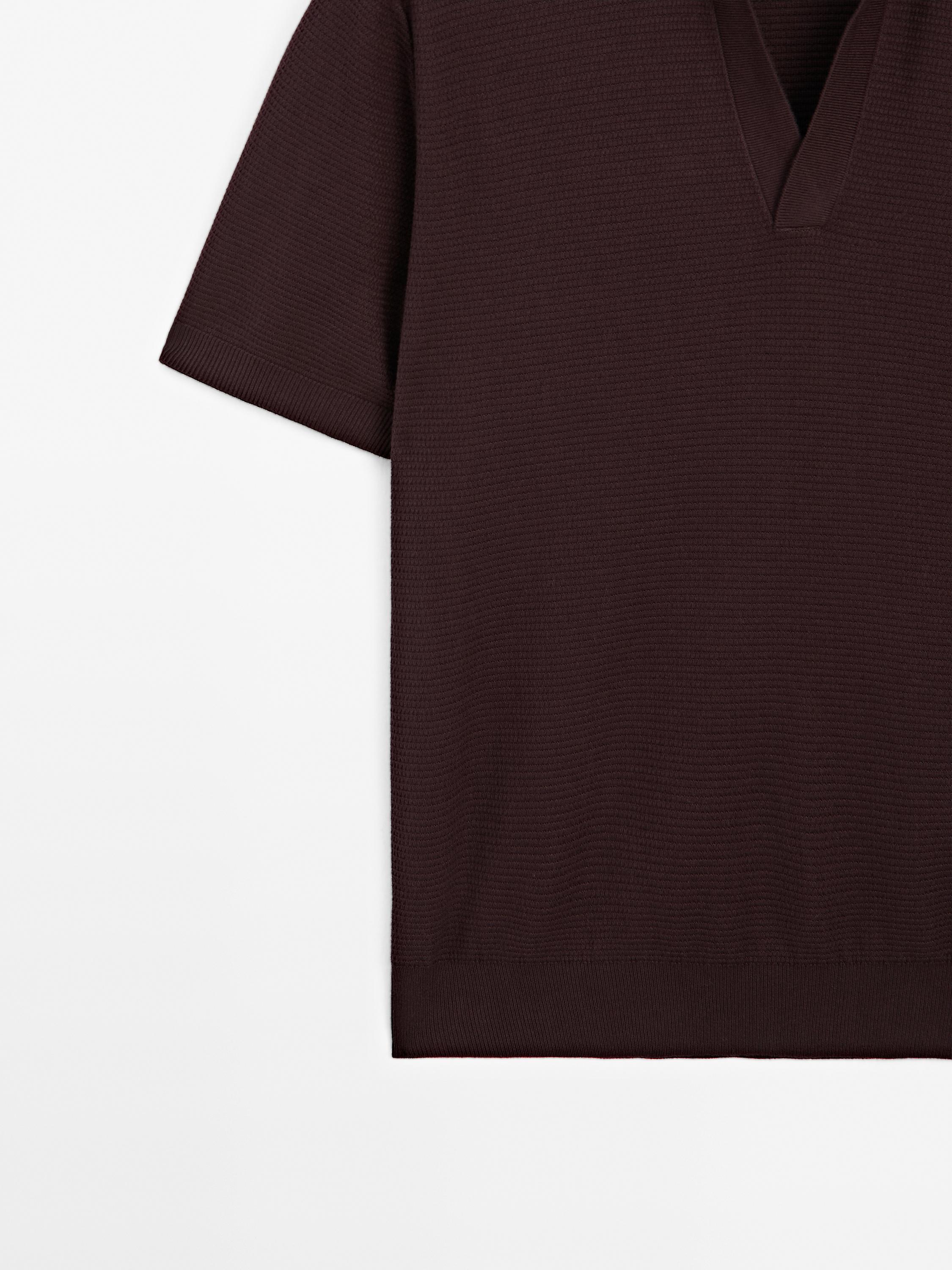 Knit V-neck polo shirt