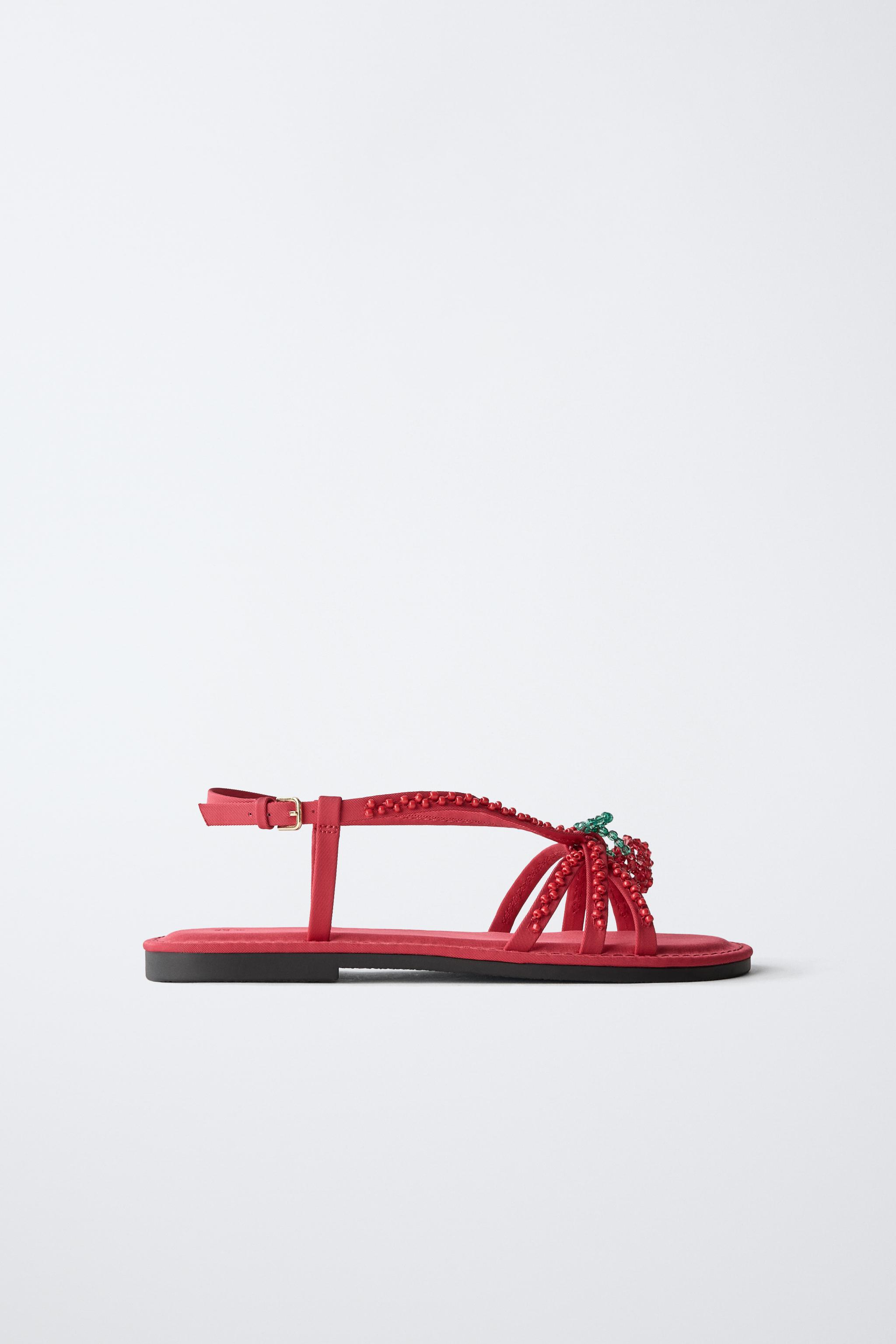 CHERRY BEADED SANDALS