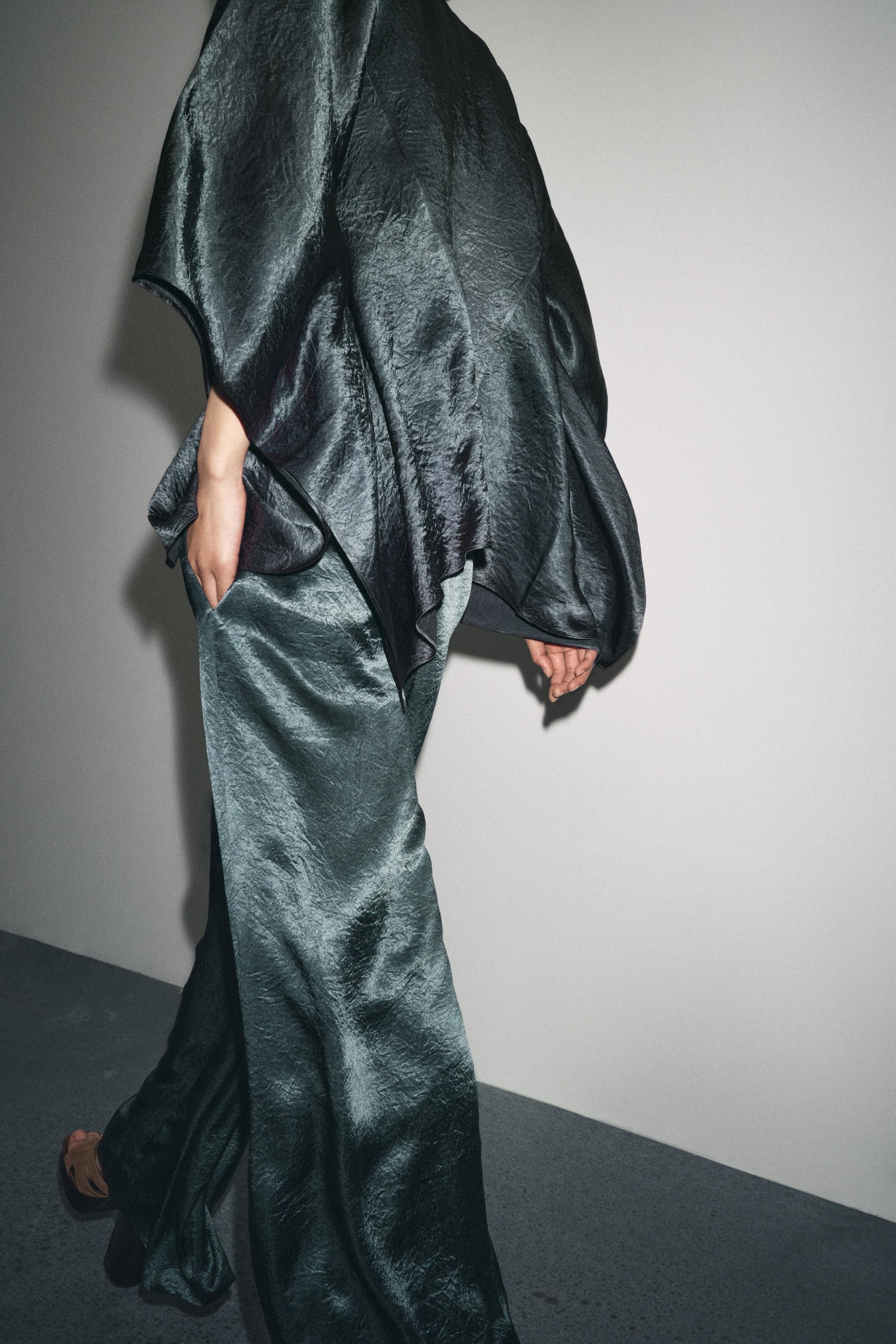 ZW COLLECTION SATIN WIDE LEG PANTS
