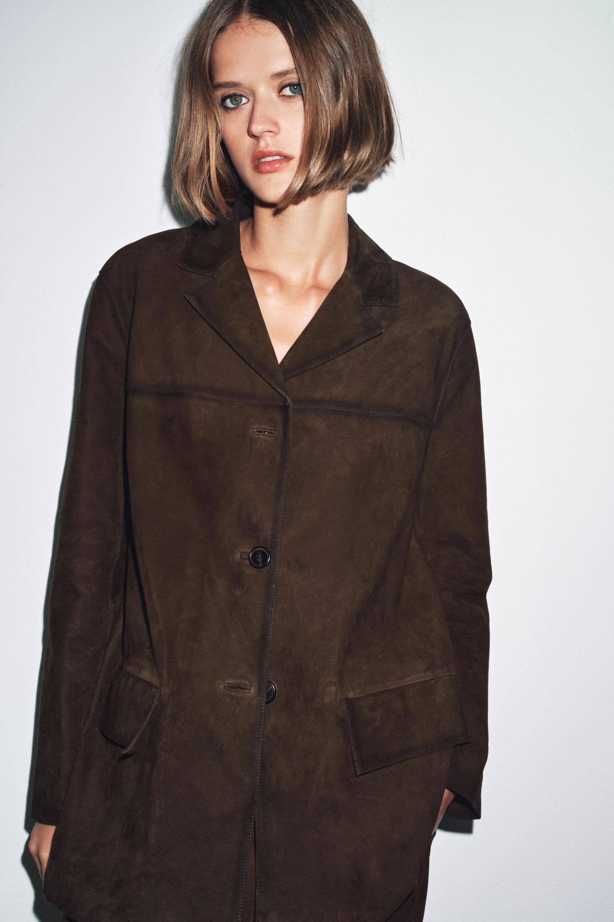 100% SUEDE LEATHER BLAZER ZW COLLECTION LIMITED EDITION