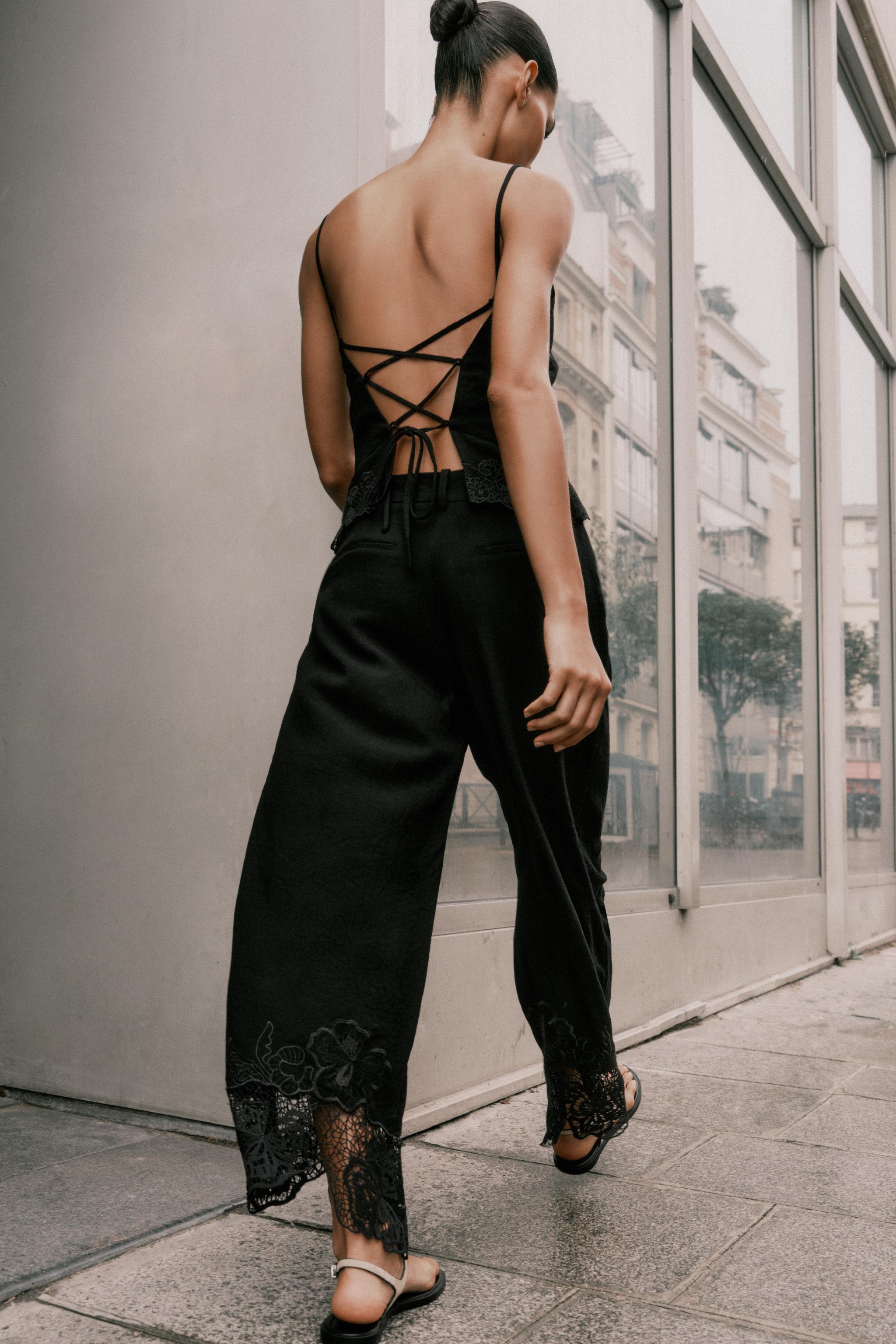 EMBROIDERED OPEN-BACK TOP