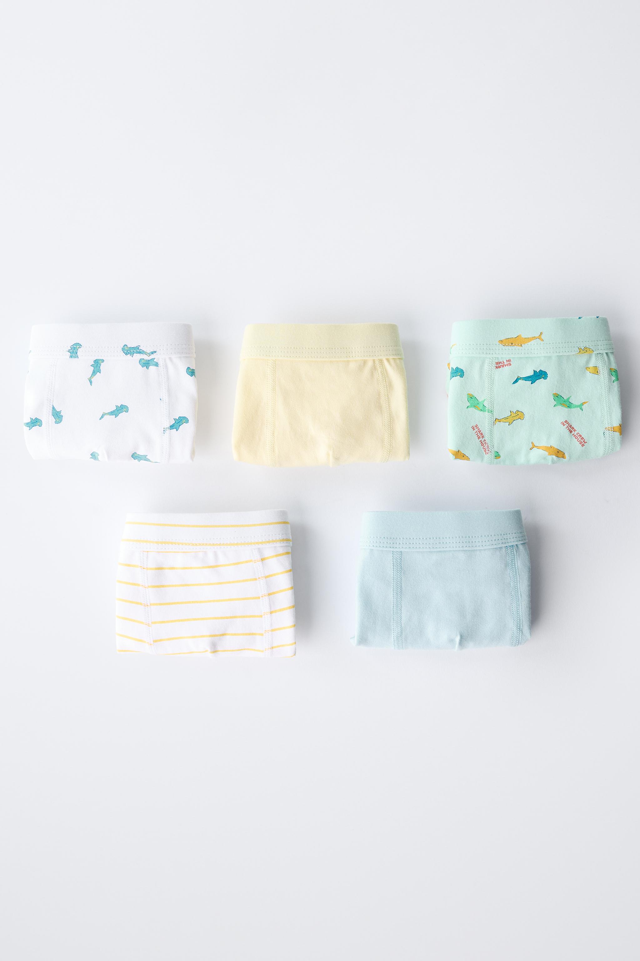3-6 YEARS/ FIVE-PACK OF SHARK BOXERS
